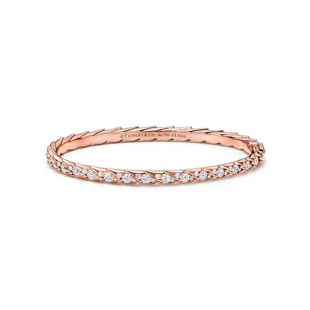 Wings Narrow Bangle in Rose Gold with Diamonds