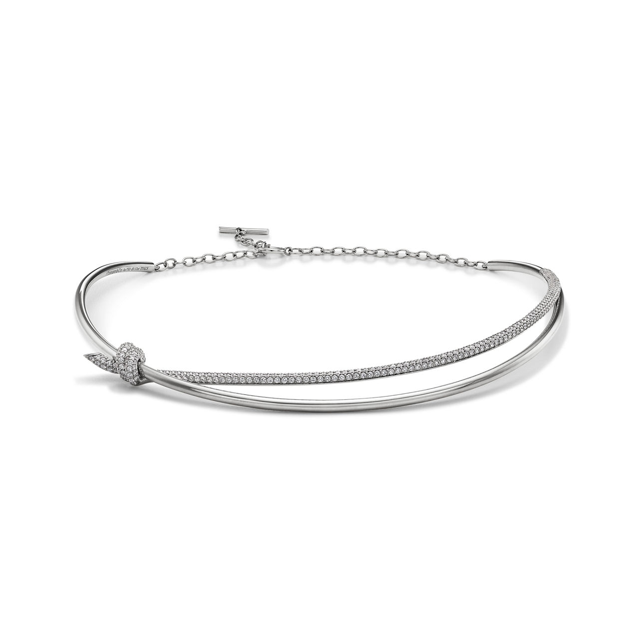 Double Row Necklace in White Gold with Diamonds