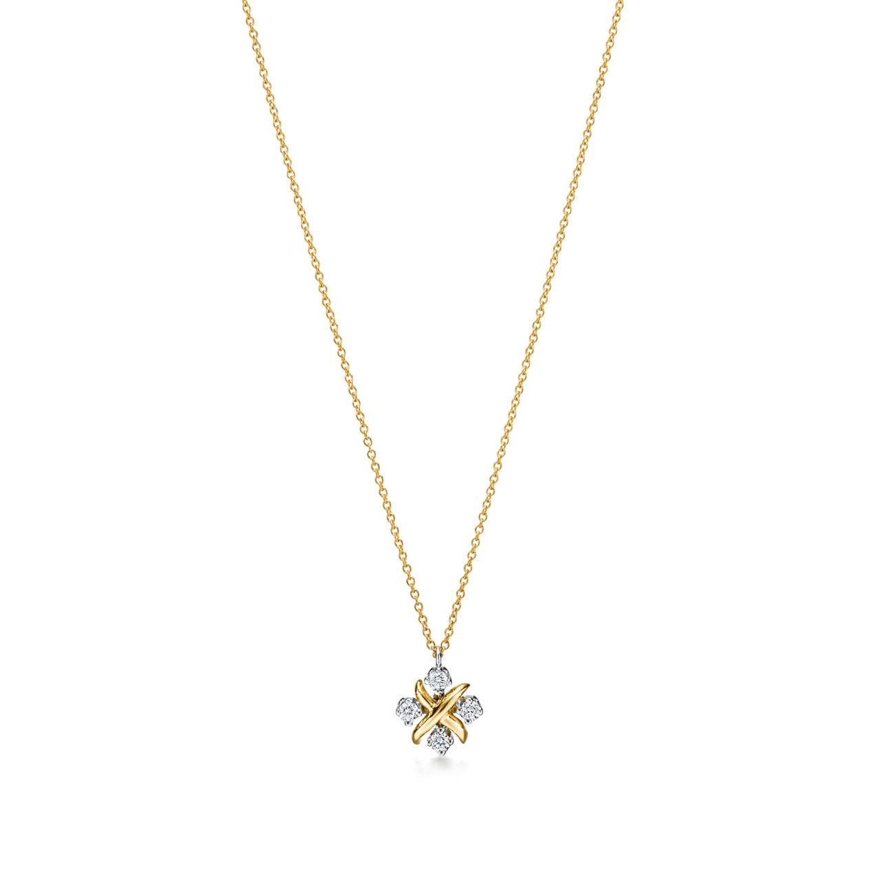 Pendant in Yellow Gold and Platinum with Diamonds