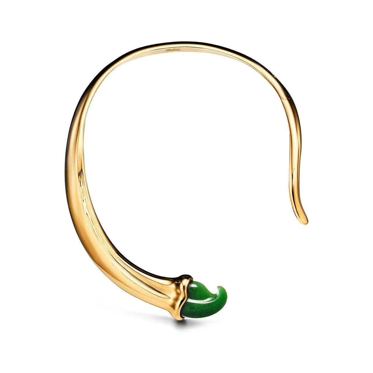 Claw Necklace in Yellow Gold with Green Nephrite Jade
