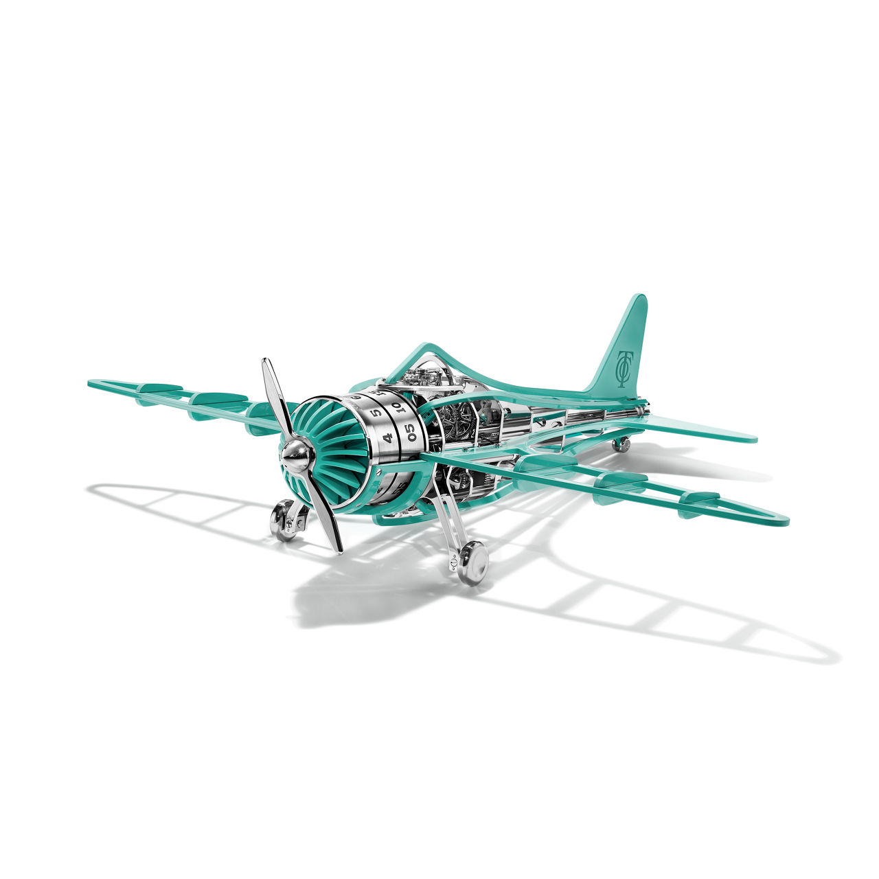 Airplane Clock in Stainless Steel with Anjeya Blue&reg; Paint