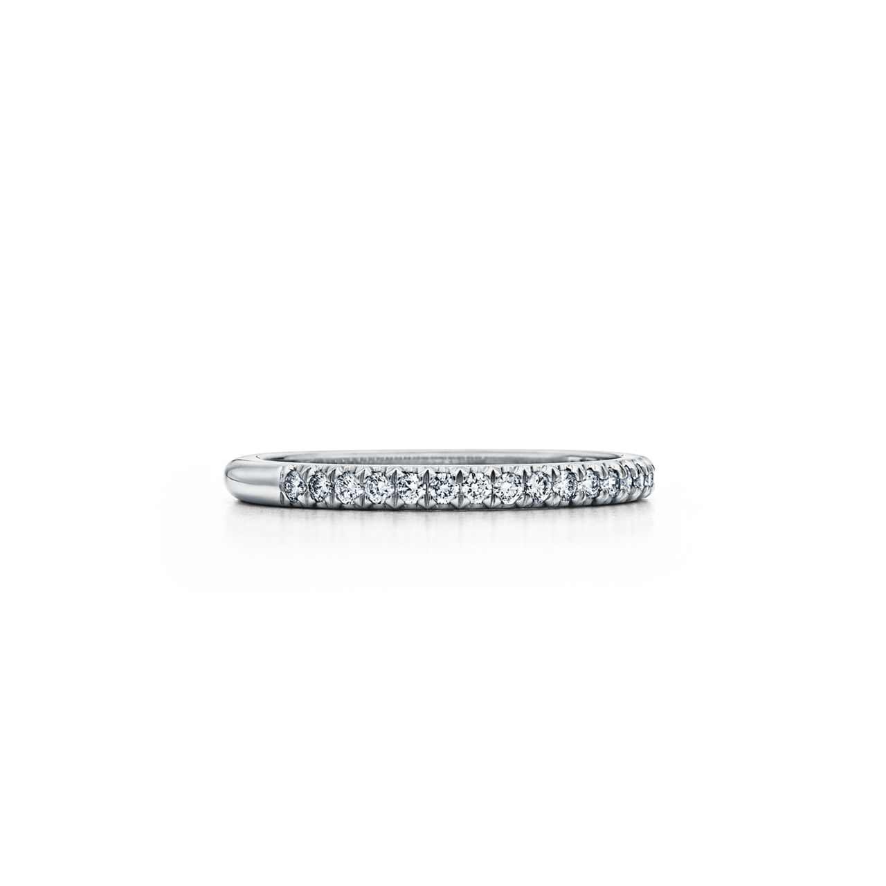 Half Eternity Ring in Platinum with Diamonds, 2 mm Wide