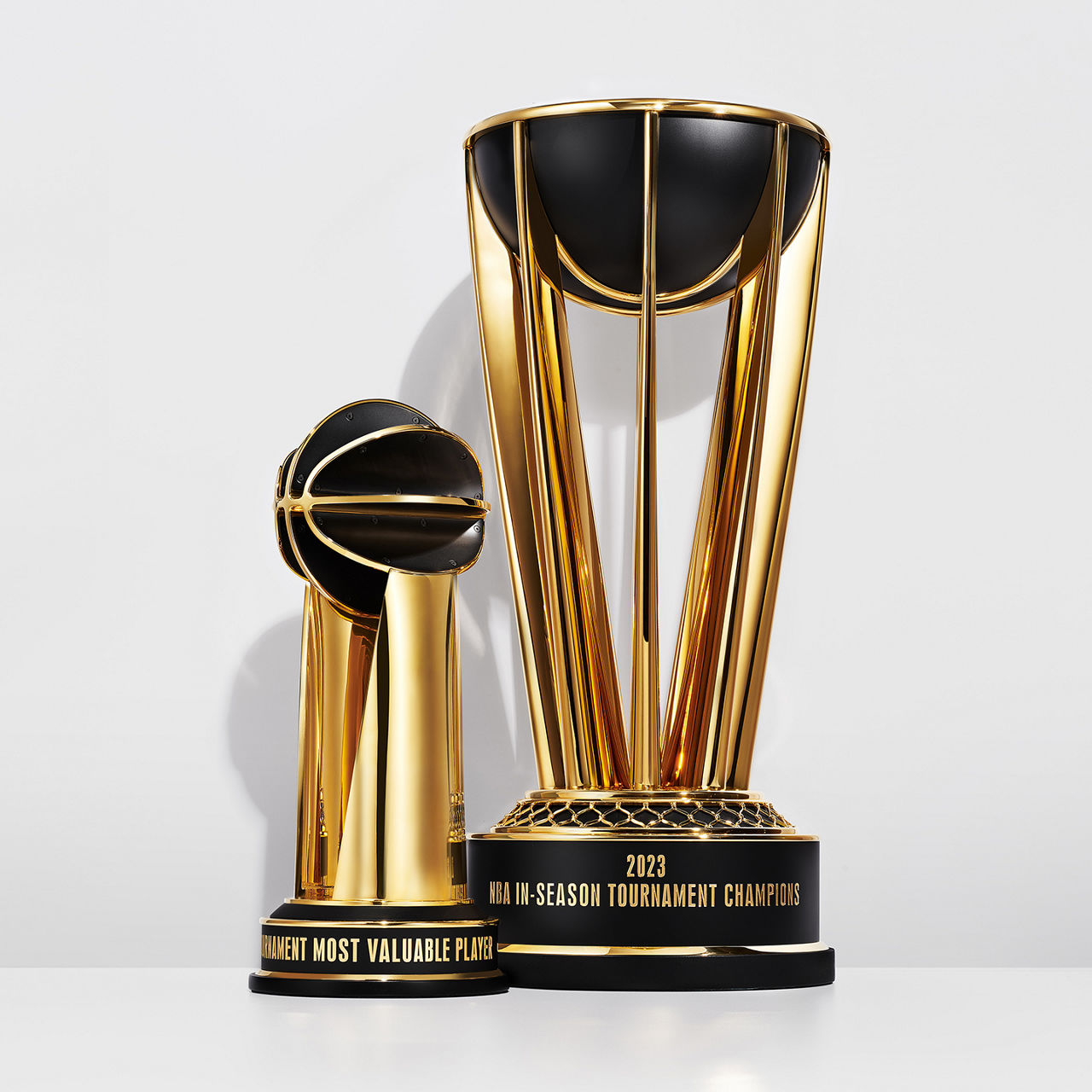 The NBA In-Season Tournament Championship Trophy and MVP Trophy