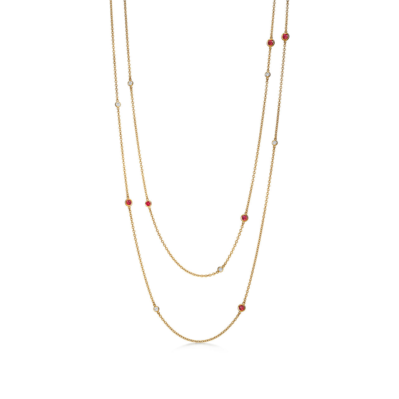 Color by the Yard Sprinkle Necklace in Gold with Rubies and Diamonds