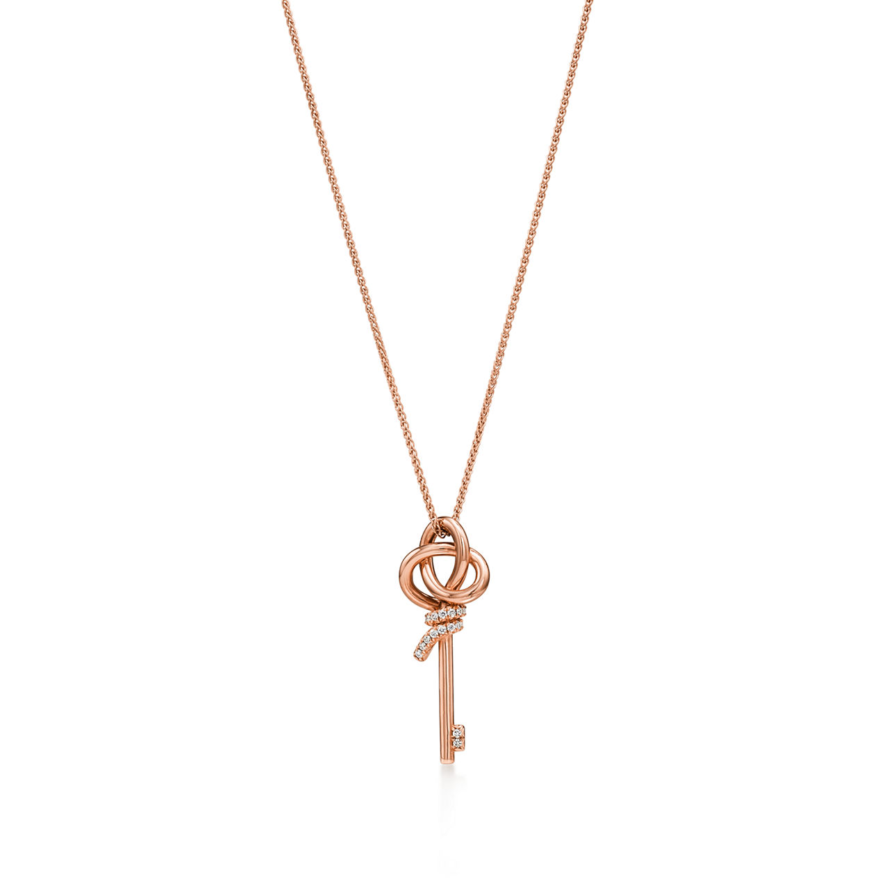 Mini Key Pendant in Rose Gold with Diamonds