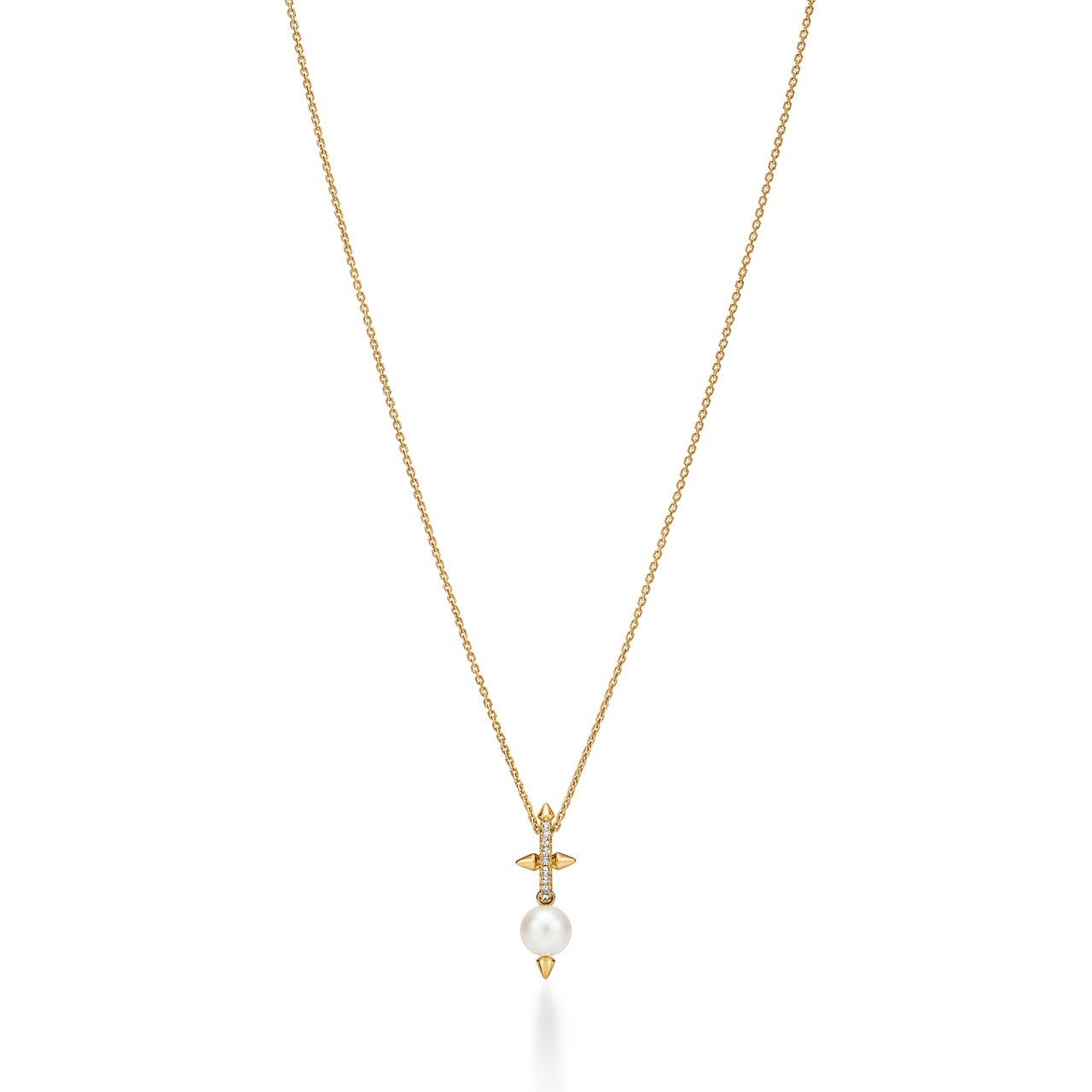 Pearl Pendant in Yellow Gold with Diamonds
