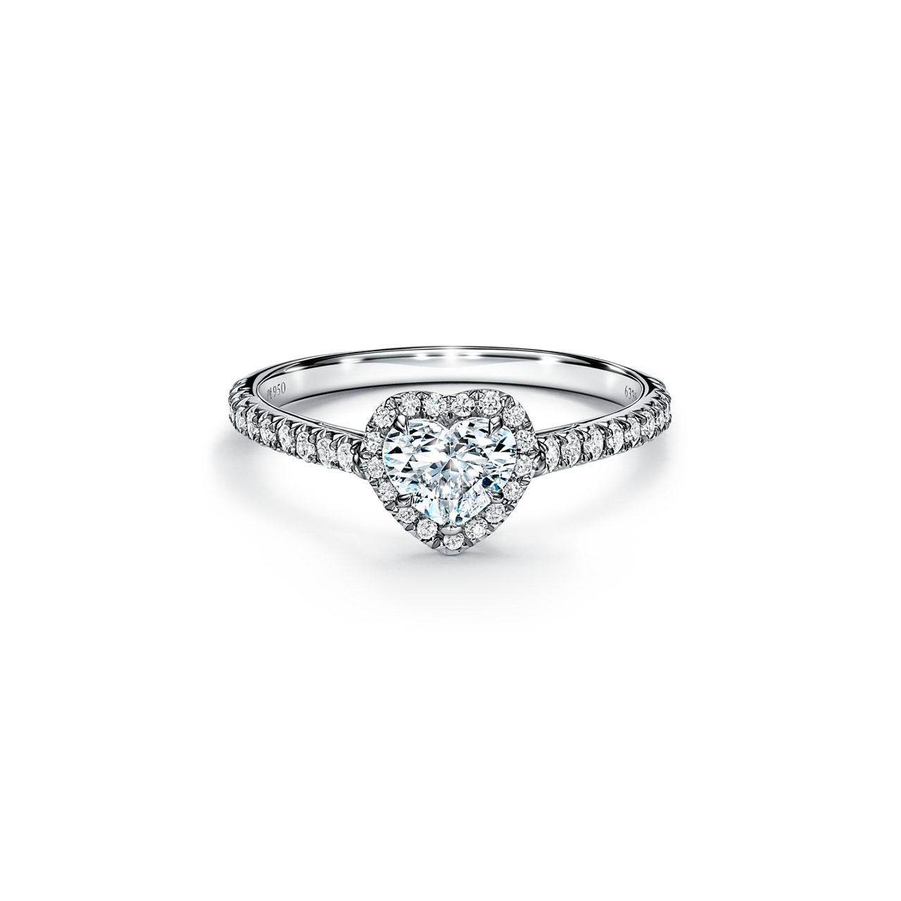 Heart-shaped Halo Engagement Ring with a Diamond Platinum Band