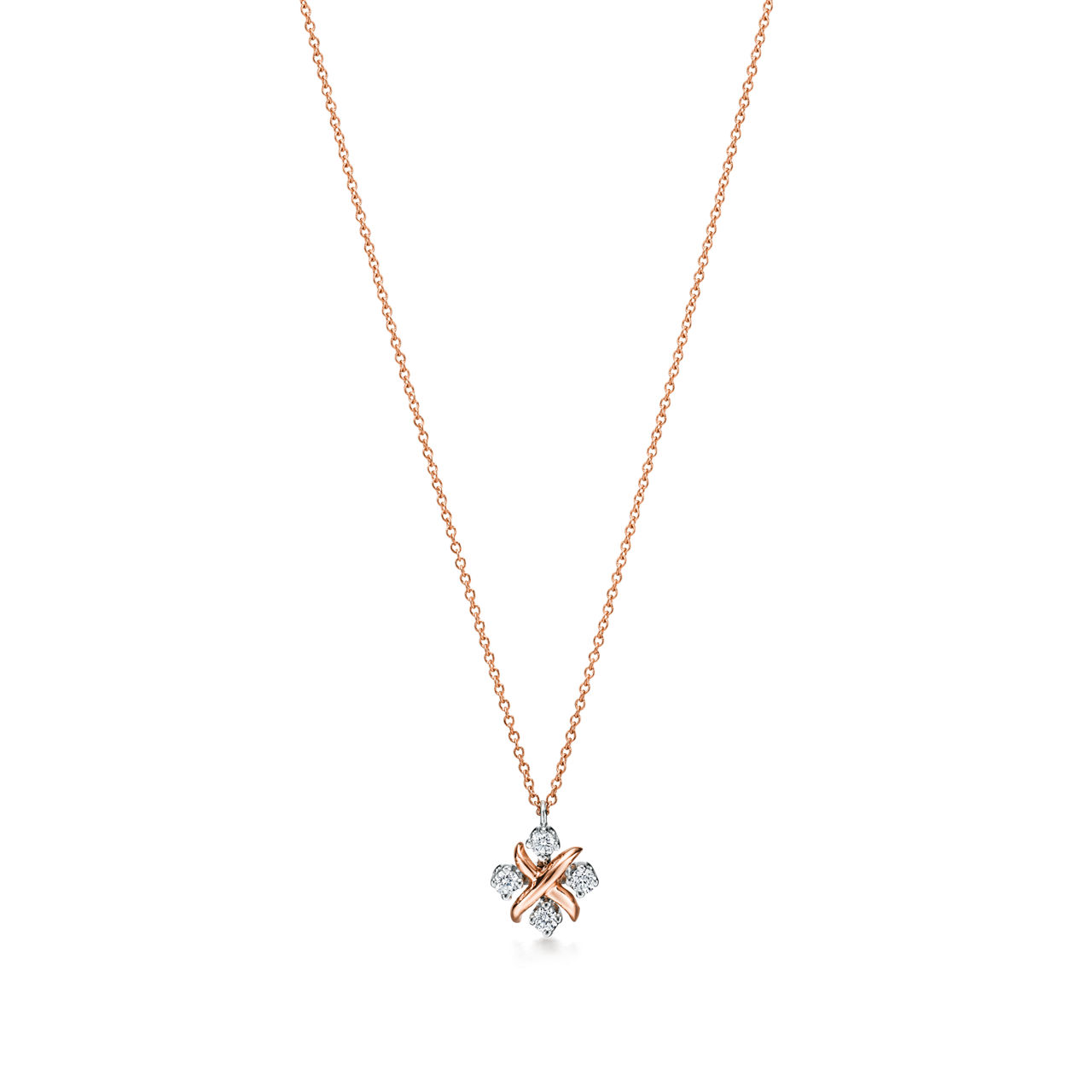 Pendant in Rose Gold and Platinum with Diamonds