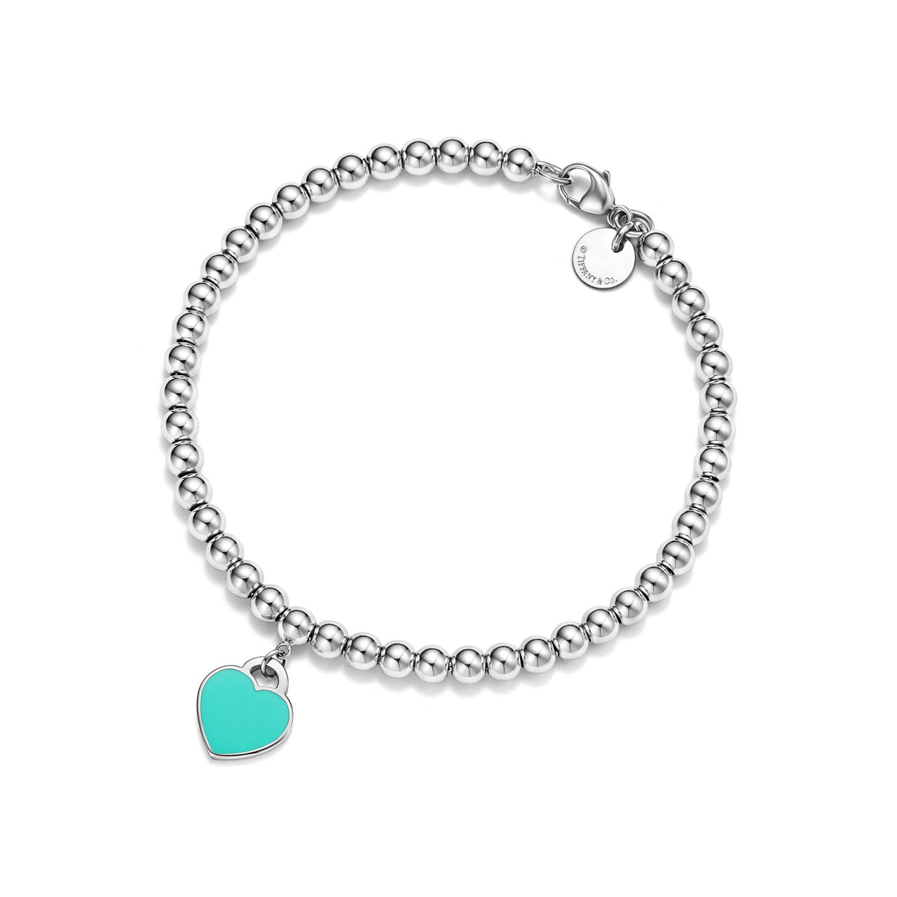 Bead Bracelet in Silver, Anjeya Blue&reg; with a Diamond, 4 mm