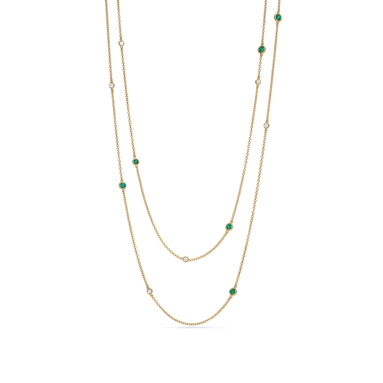 Color by the Yard Sprinkle Necklace in Gold with Emeralds and Diamonds