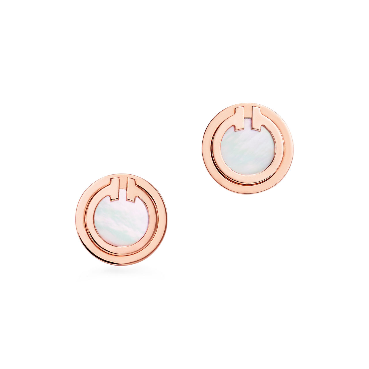 Mother-of-pearl Circle Earrings in Rose Gold