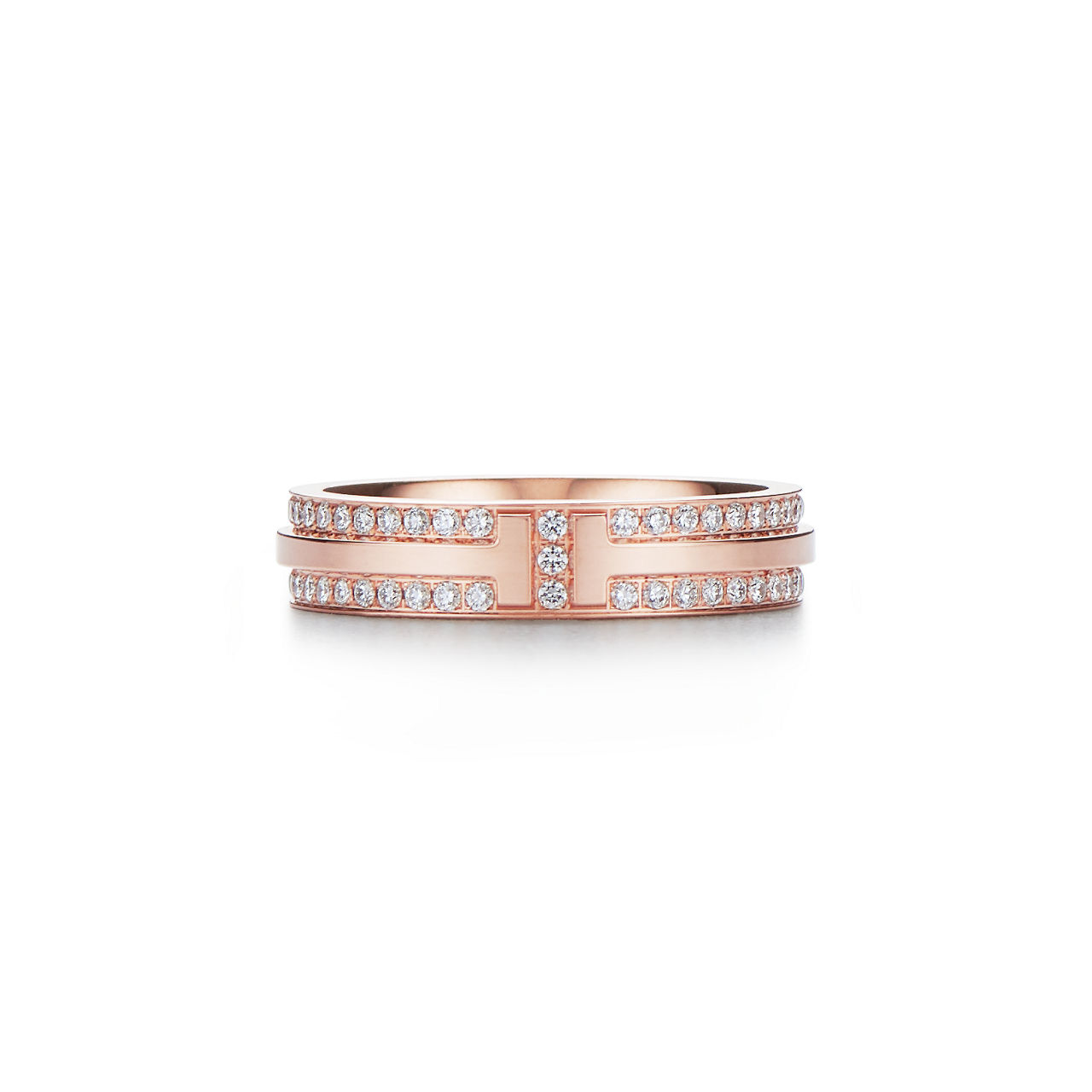 Narrow Pav&eacute; Diamond Ring in Rose Gold