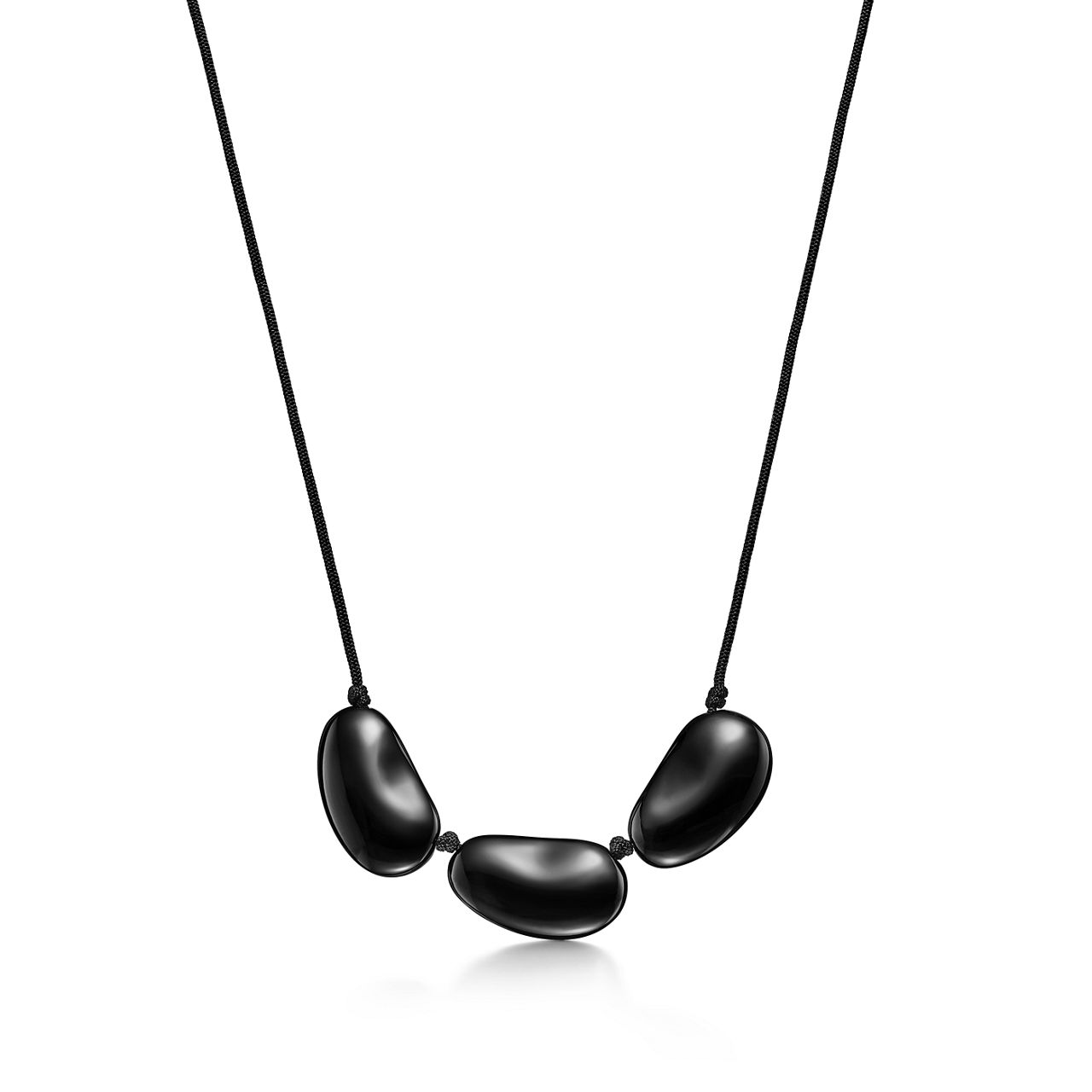 Bean design Necklace in Black Lacquer over Japanese Hardwood