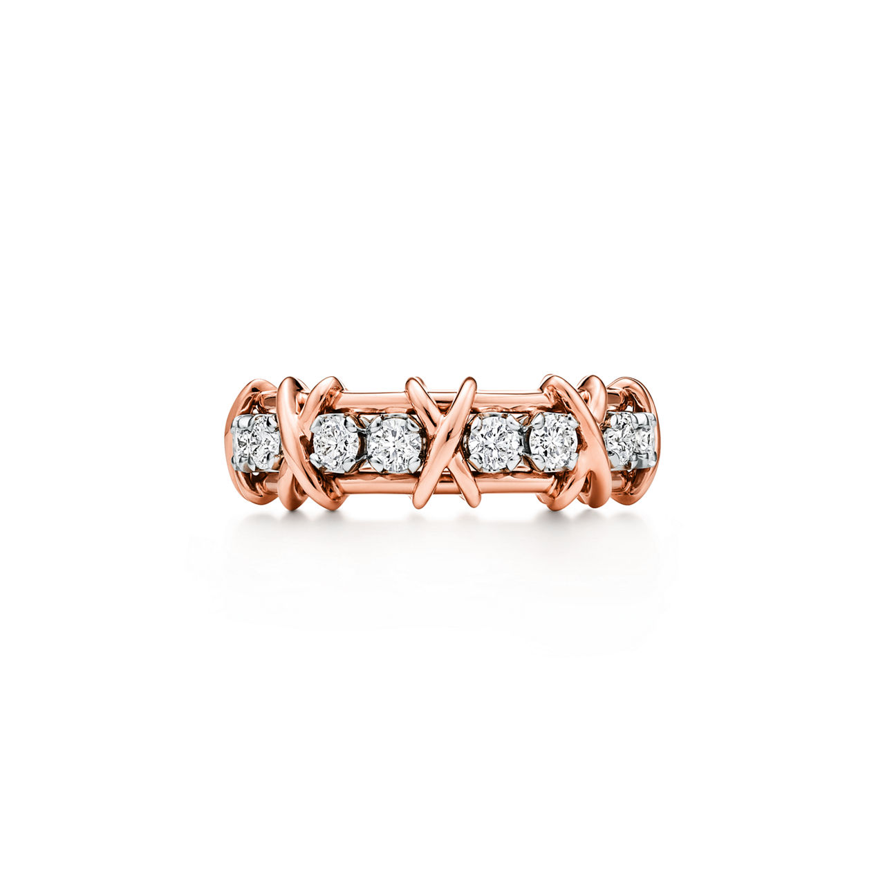 Ring in Rose Gold and Platinum with Diamonds