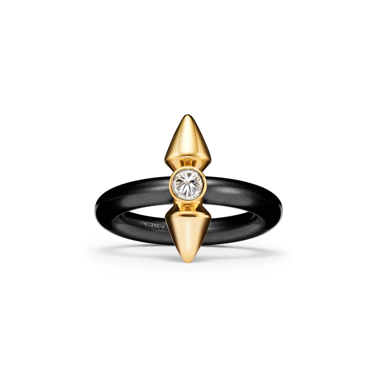 Ring in Titanium and Gold with a Diamond