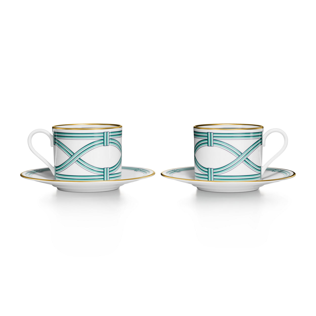 Teacup and Saucer in Bone China, Set of Two