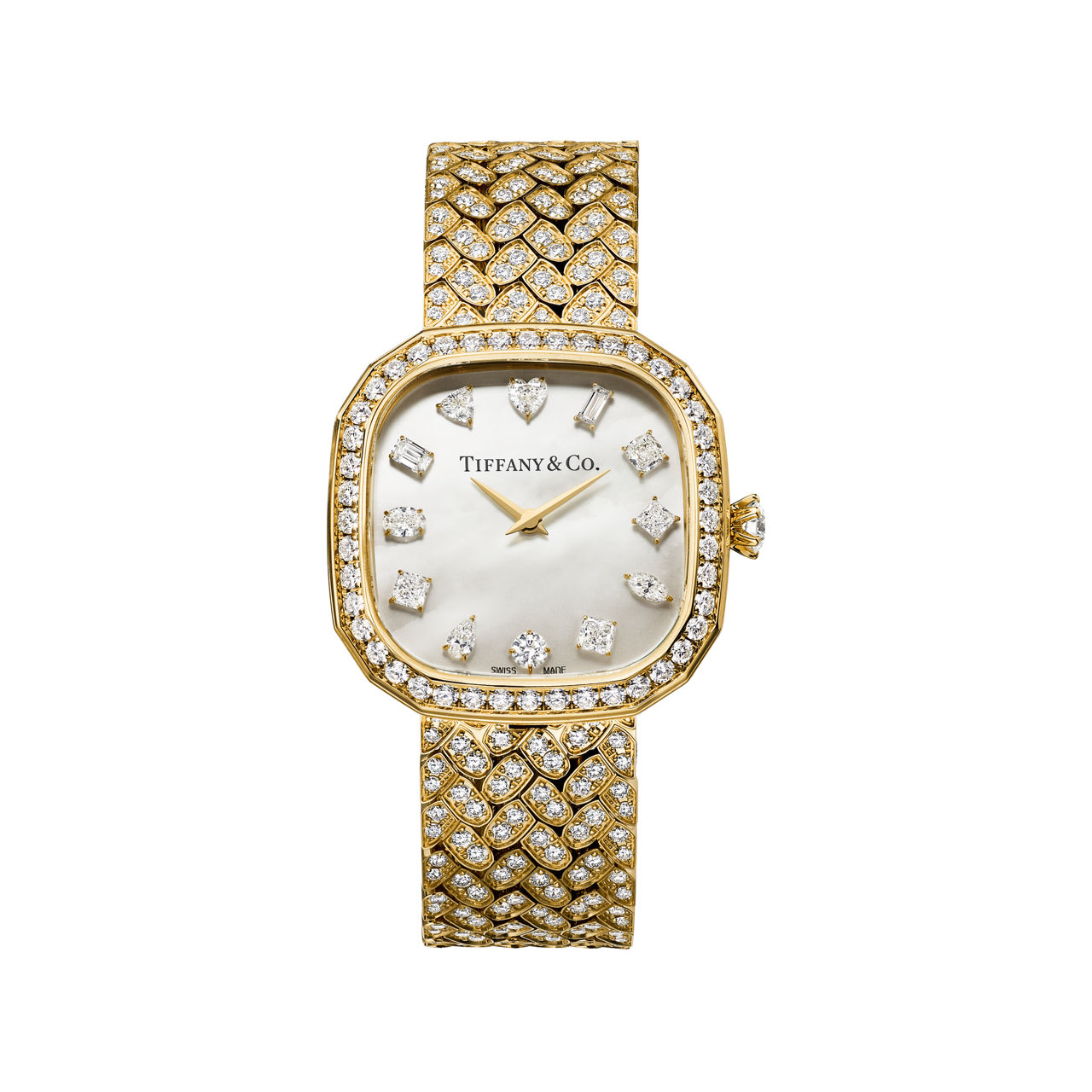 Diamond Watch in Yellow Gold with Diamonds and a Mother-of-pearl Dial