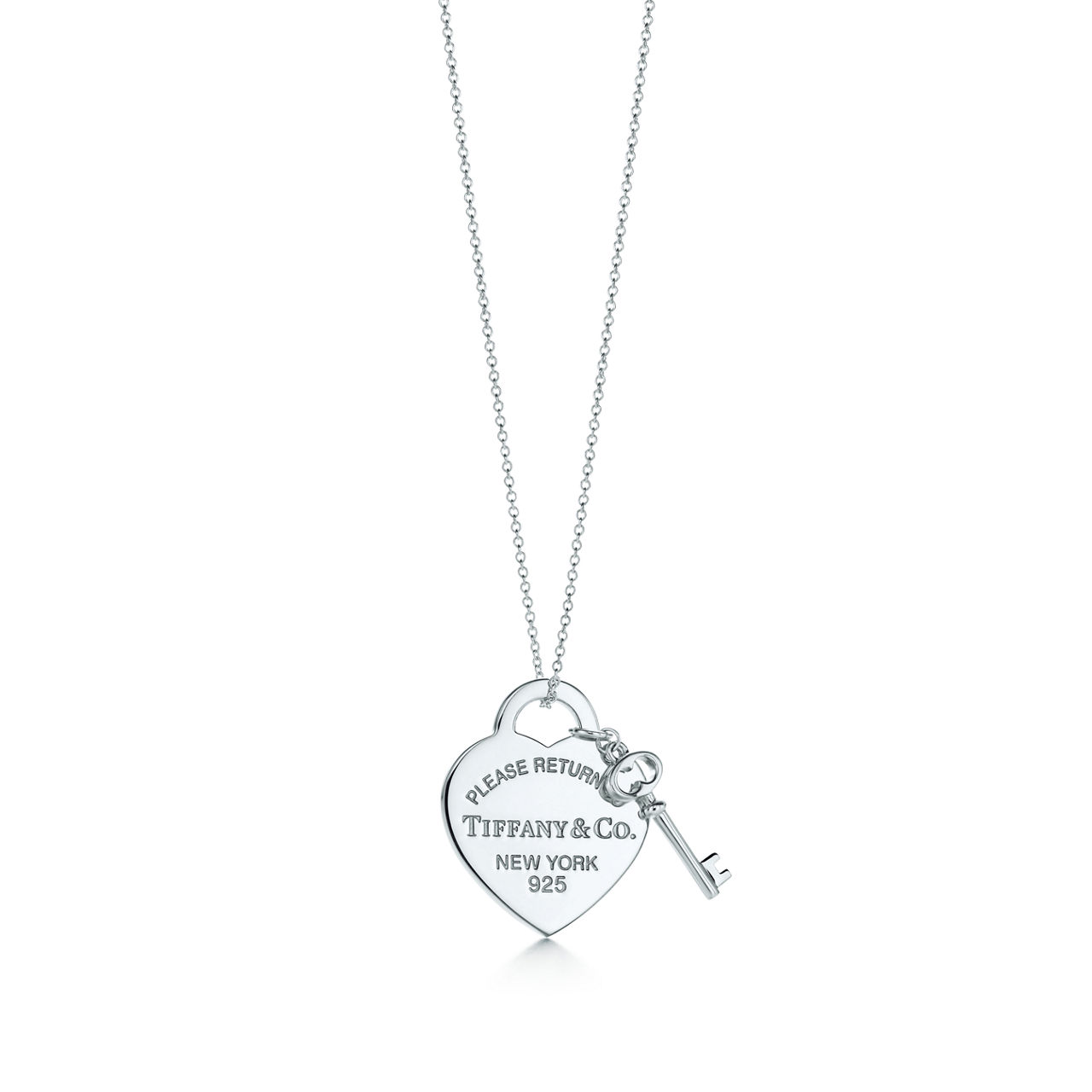 Heart Tag with Key Pendant in Silver