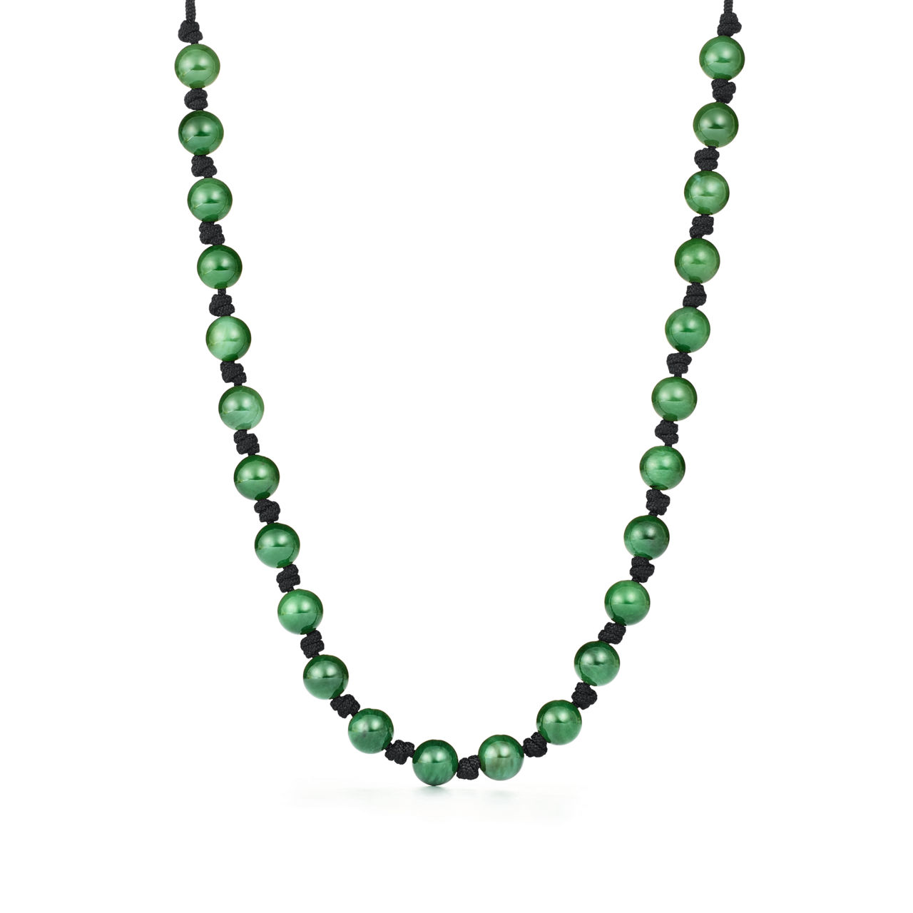 Sphere Necklace of Green Nephrite Jade