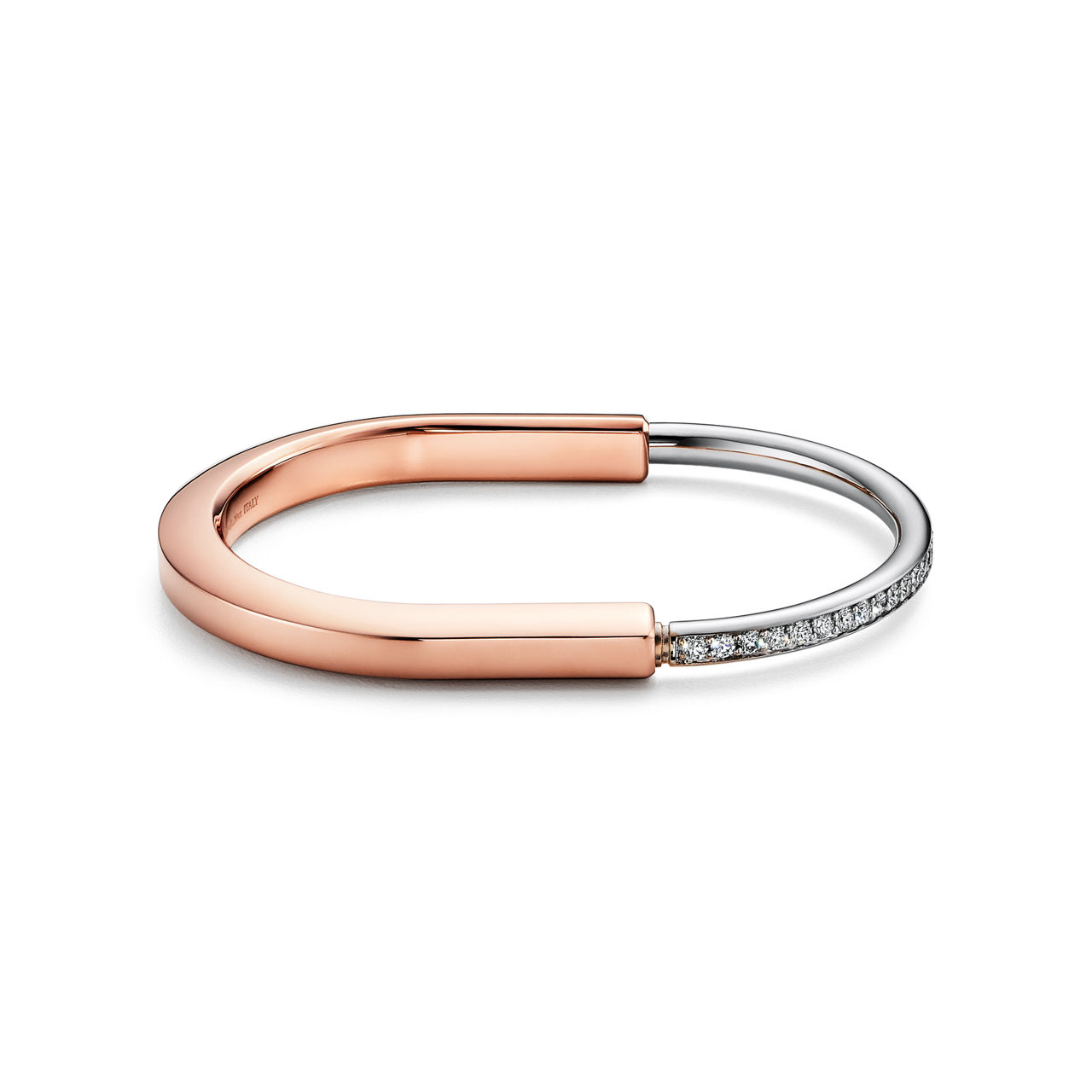 Bangle in Rose and White Gold with Half Pav&eacute; Diamonds