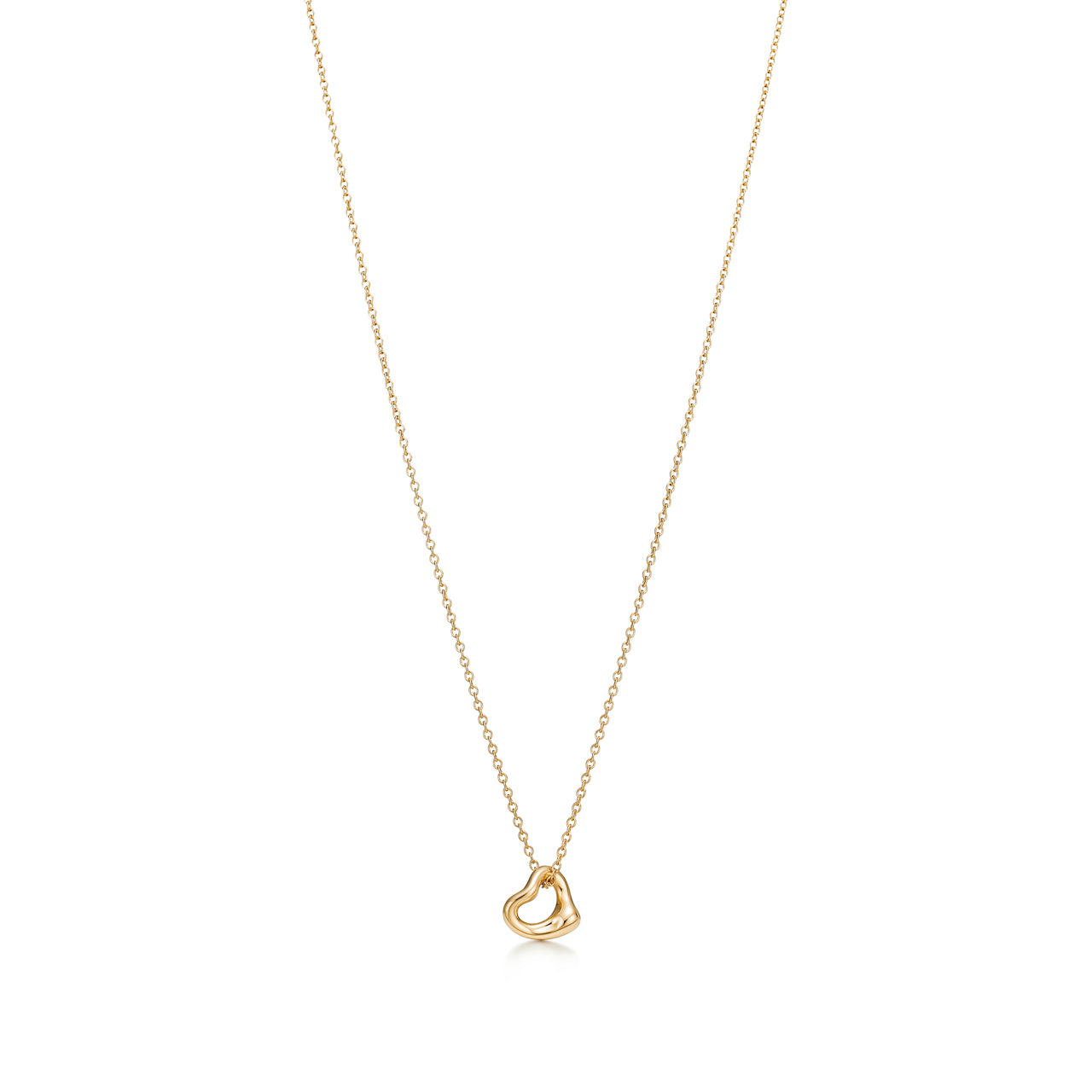 Open Heart Pendant in Yellow Gold, 7 mm