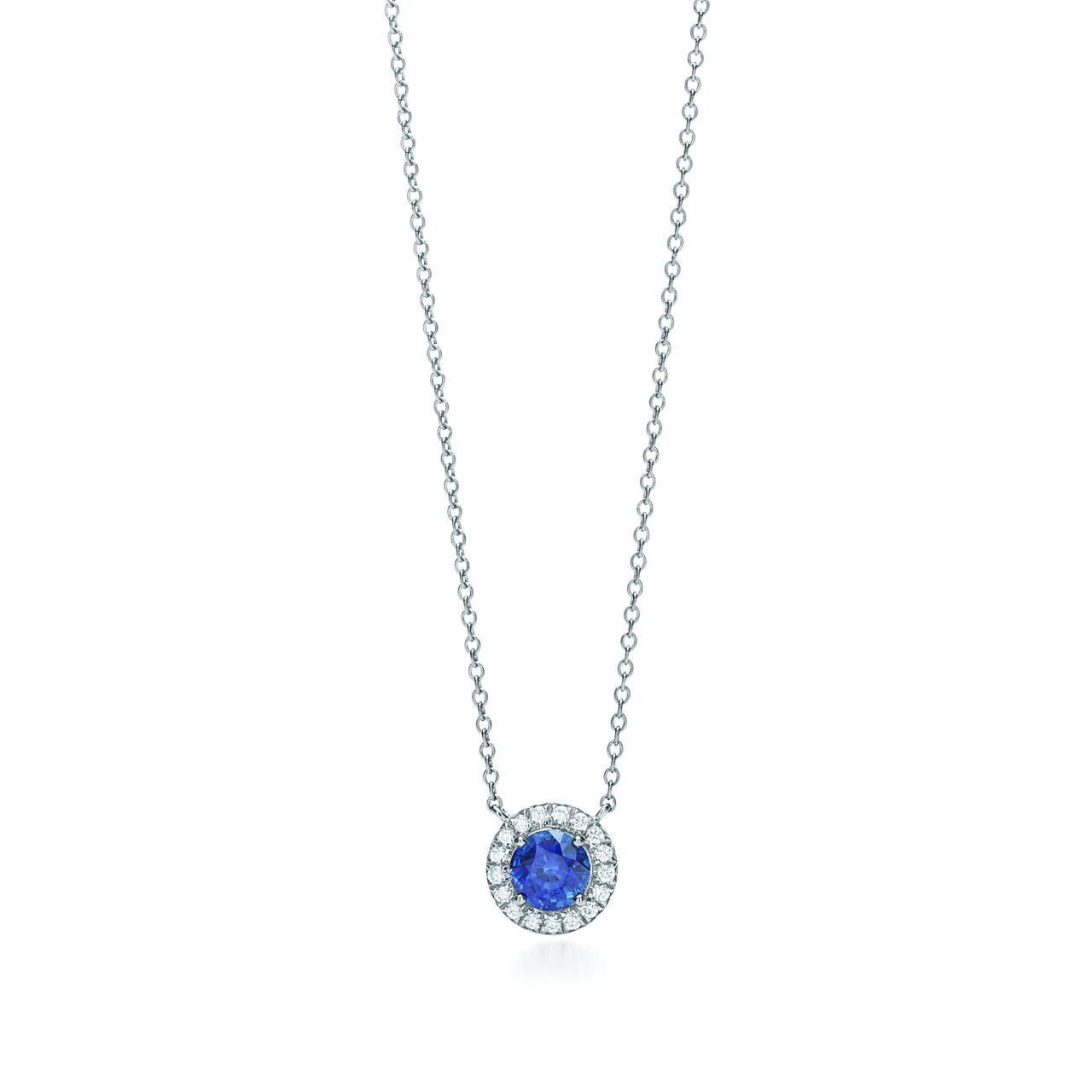 Pendant   in Platinum with a Sapphire and Diamonds