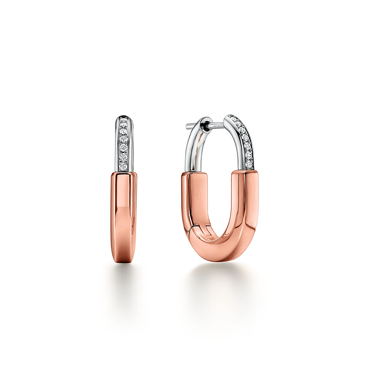 Small Earrings in Rose Gold and Platinum with Diamonds