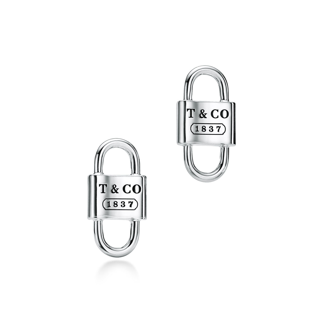 Small Double Lock Stud Earrings in Sterling Silver