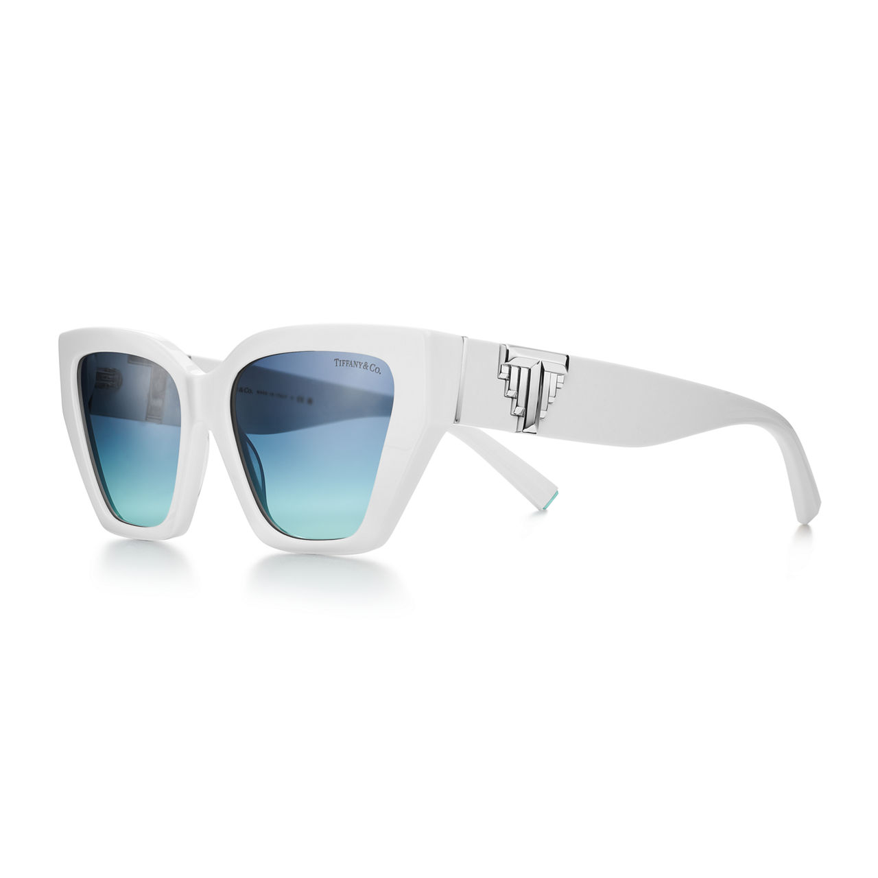 Deco Sunglasses in White Acetate and Anjeya Blue&reg; Gradient Lenses