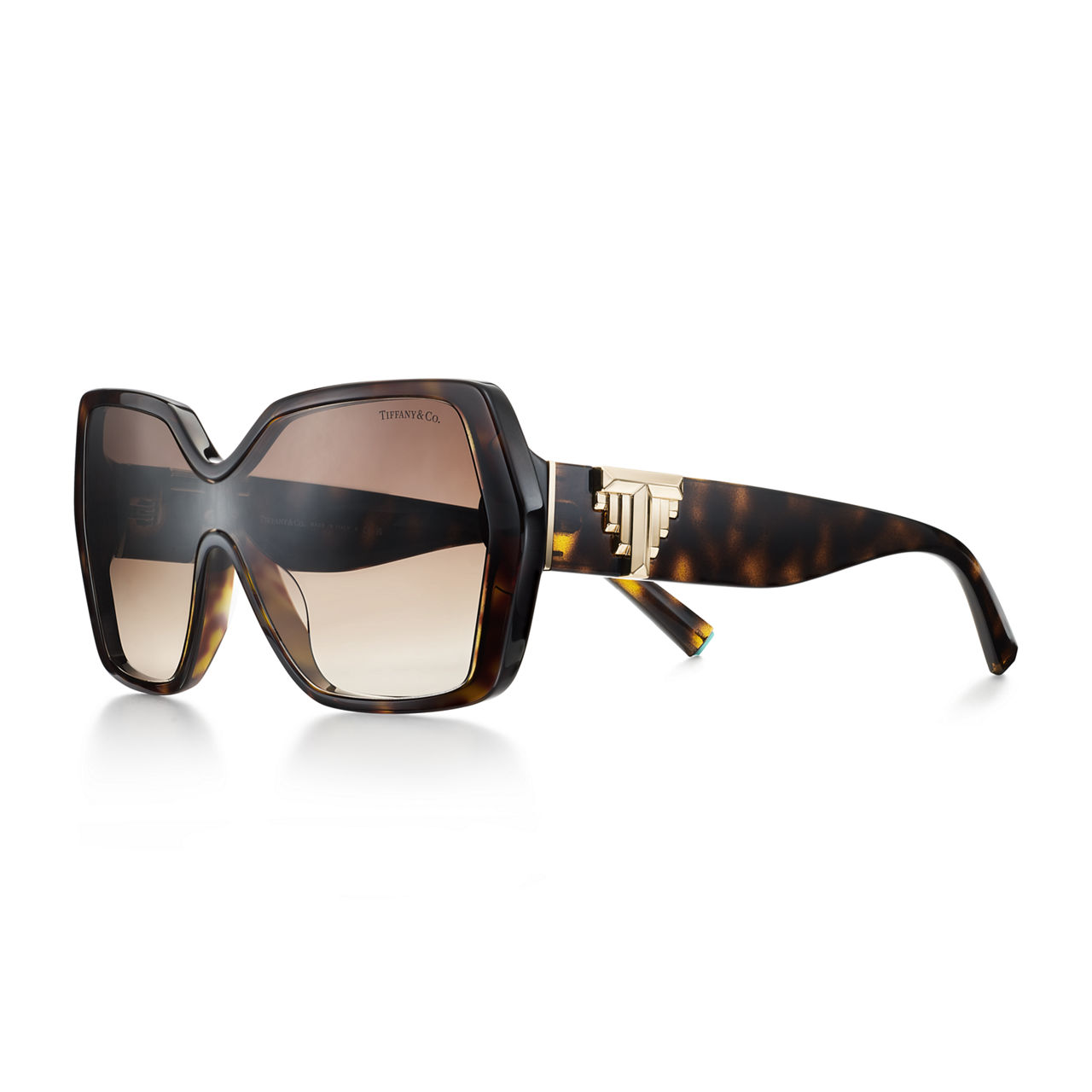 Deco Sunglasses in Tortoise Acetate, Gold-coloured Metal & Brown Lenses
