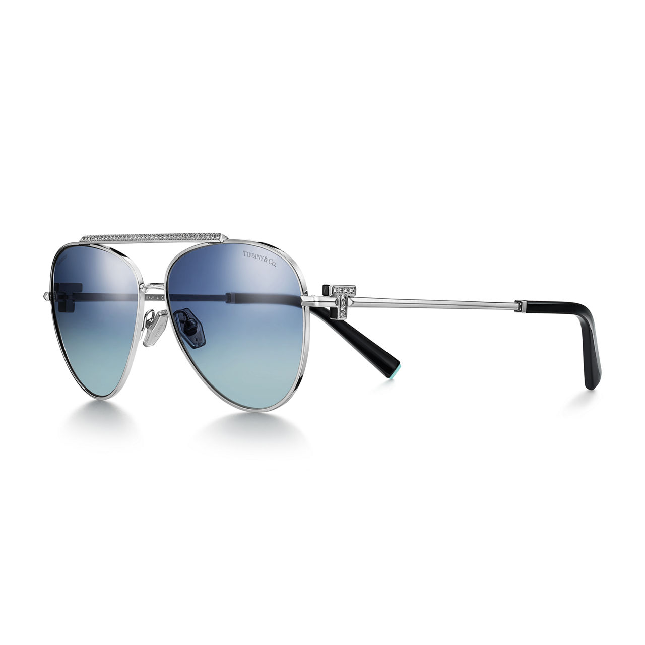 Sunglasses in Silver-coloured Metal with Anjeya Blue&reg; Gradient Lenses