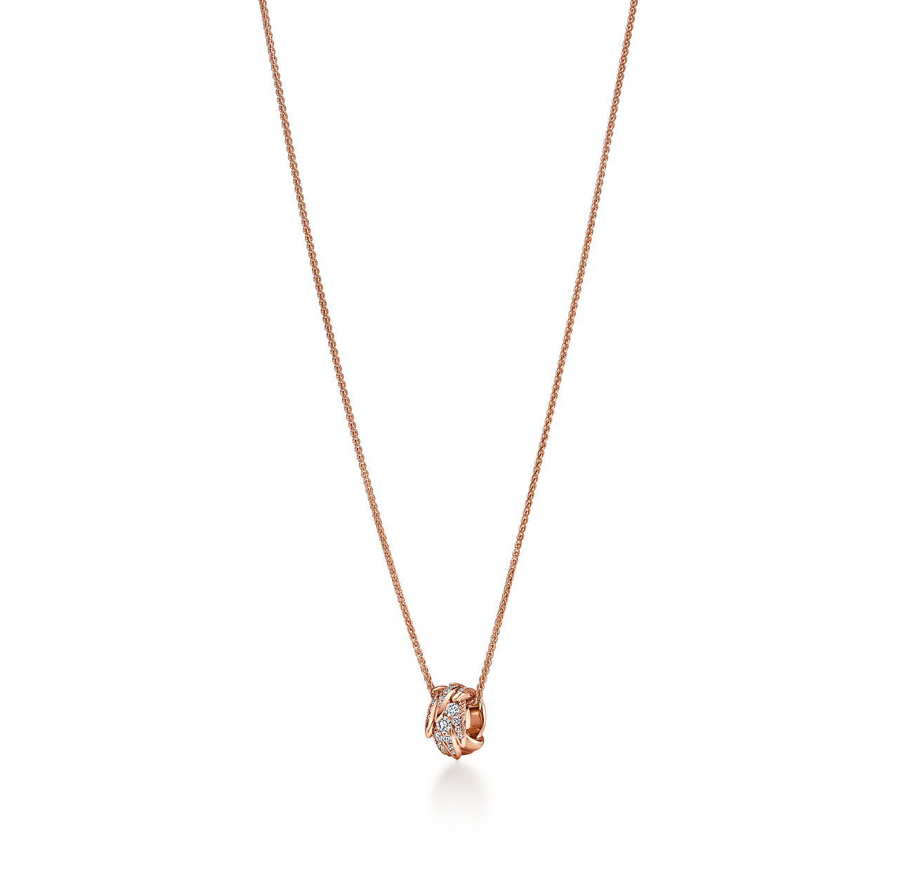 Wings Rolo Pendant in Rose Gold with Diamonds