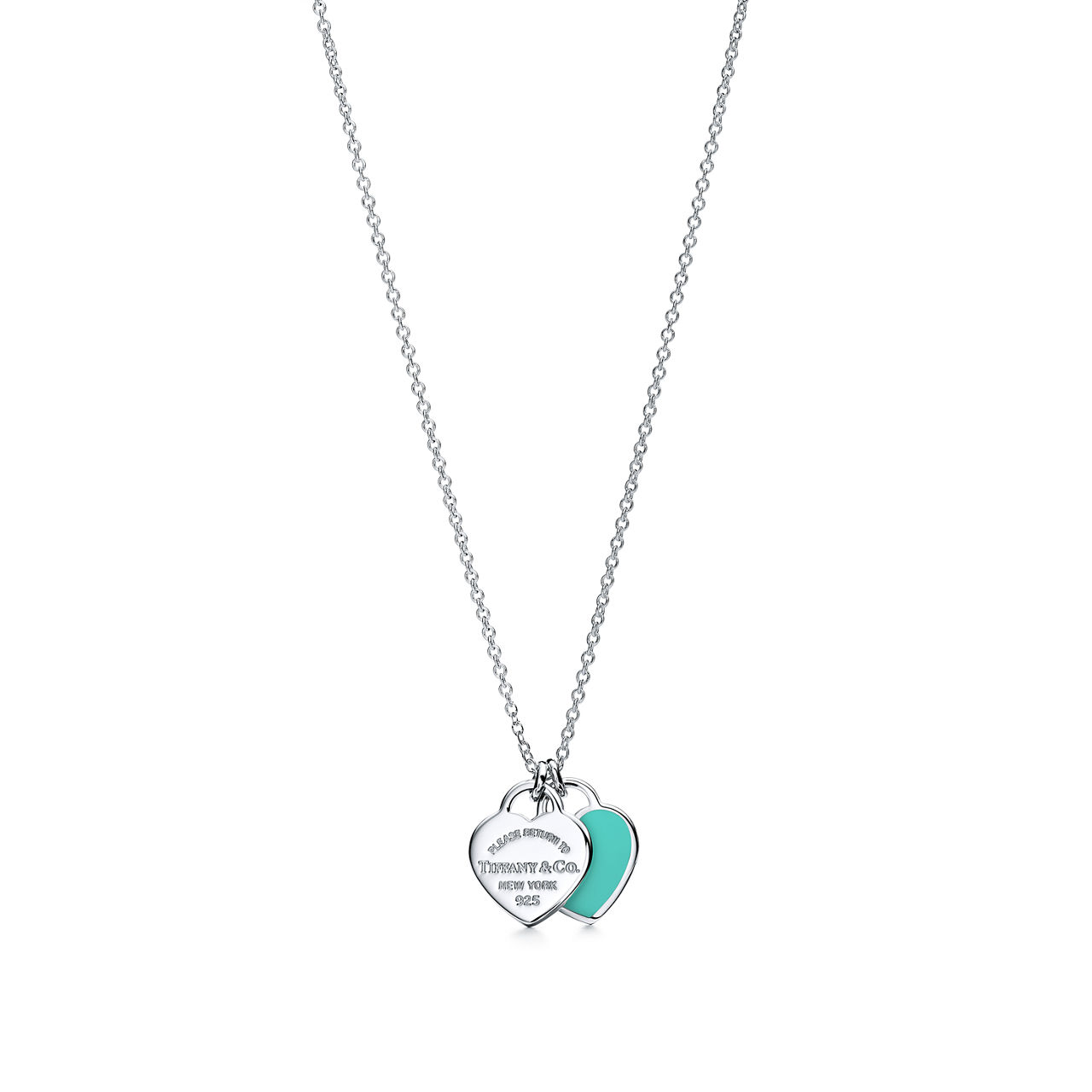 Anjeya Blue&reg; Double Heart Tag Pendant in Silver, Mini