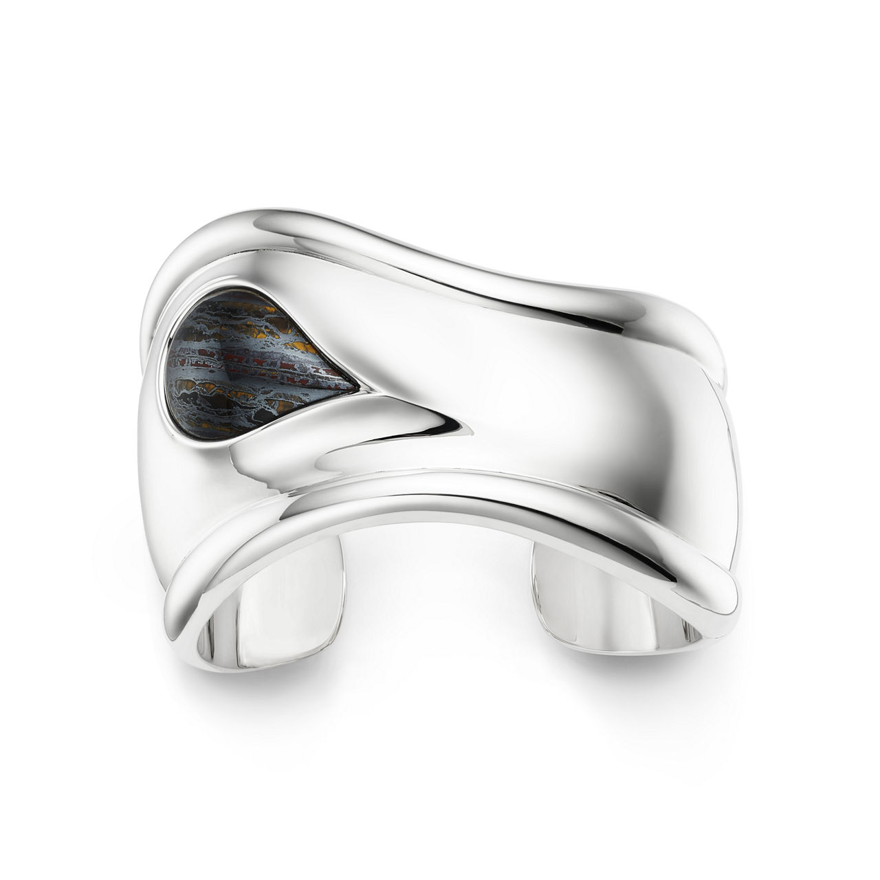 Small Bone Cuff in Silver with Tiger Iron