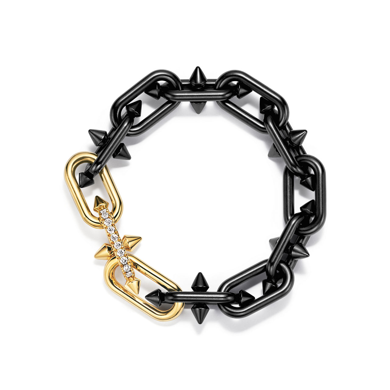 Bracelet in Titanium, Gold and Diamonds
