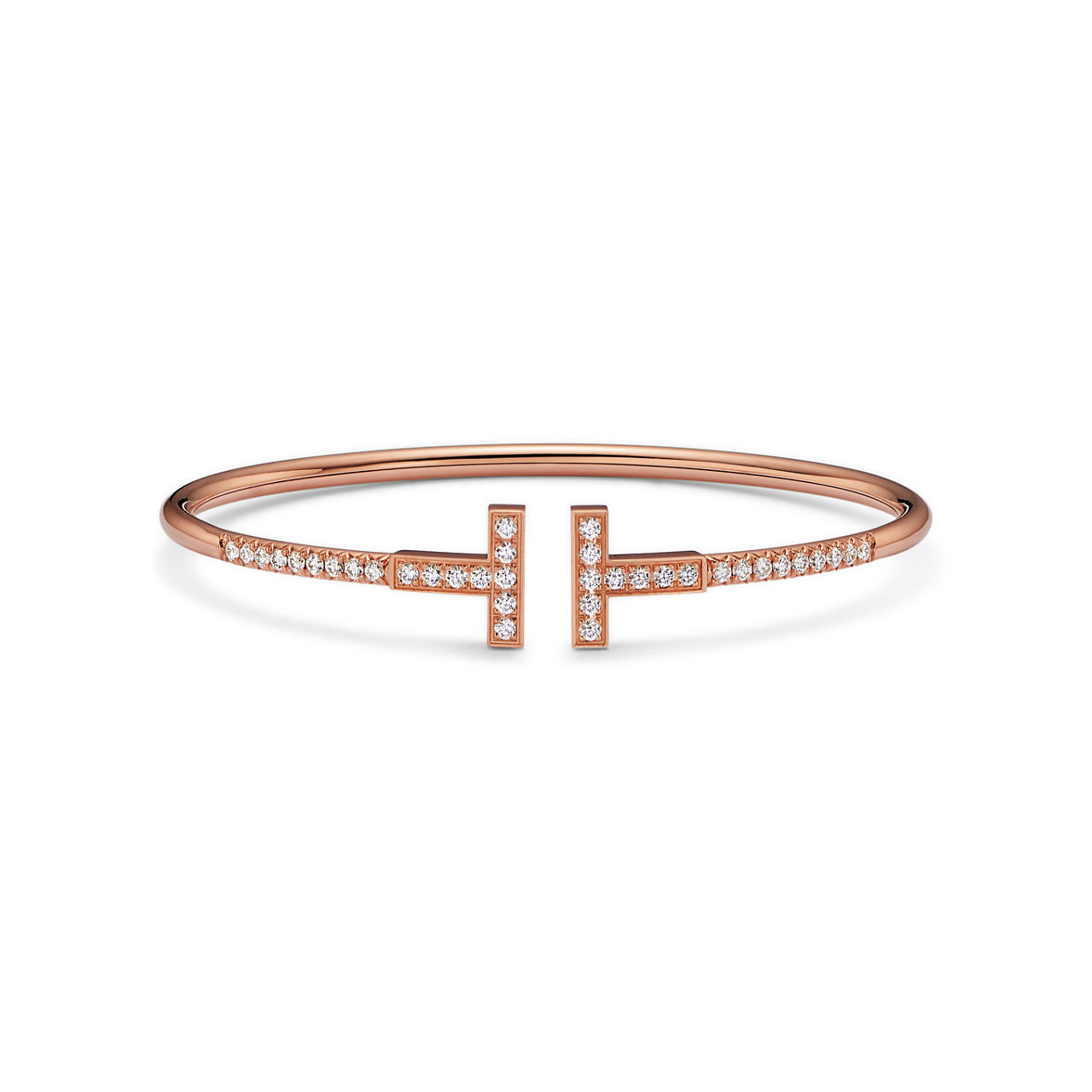 Pav&eacute; Diamond Wire Bangle in Rose Gold