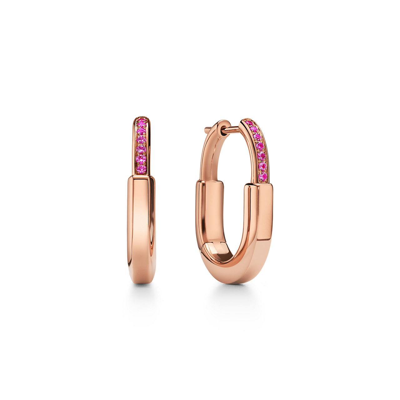 Small Earrings in Rose Gold with Pink Sapphires