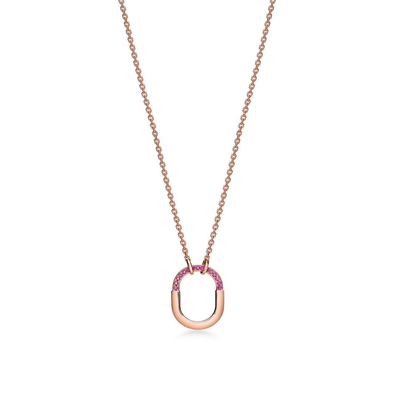 Small Pendant in Rose Gold with Pink Sapphires