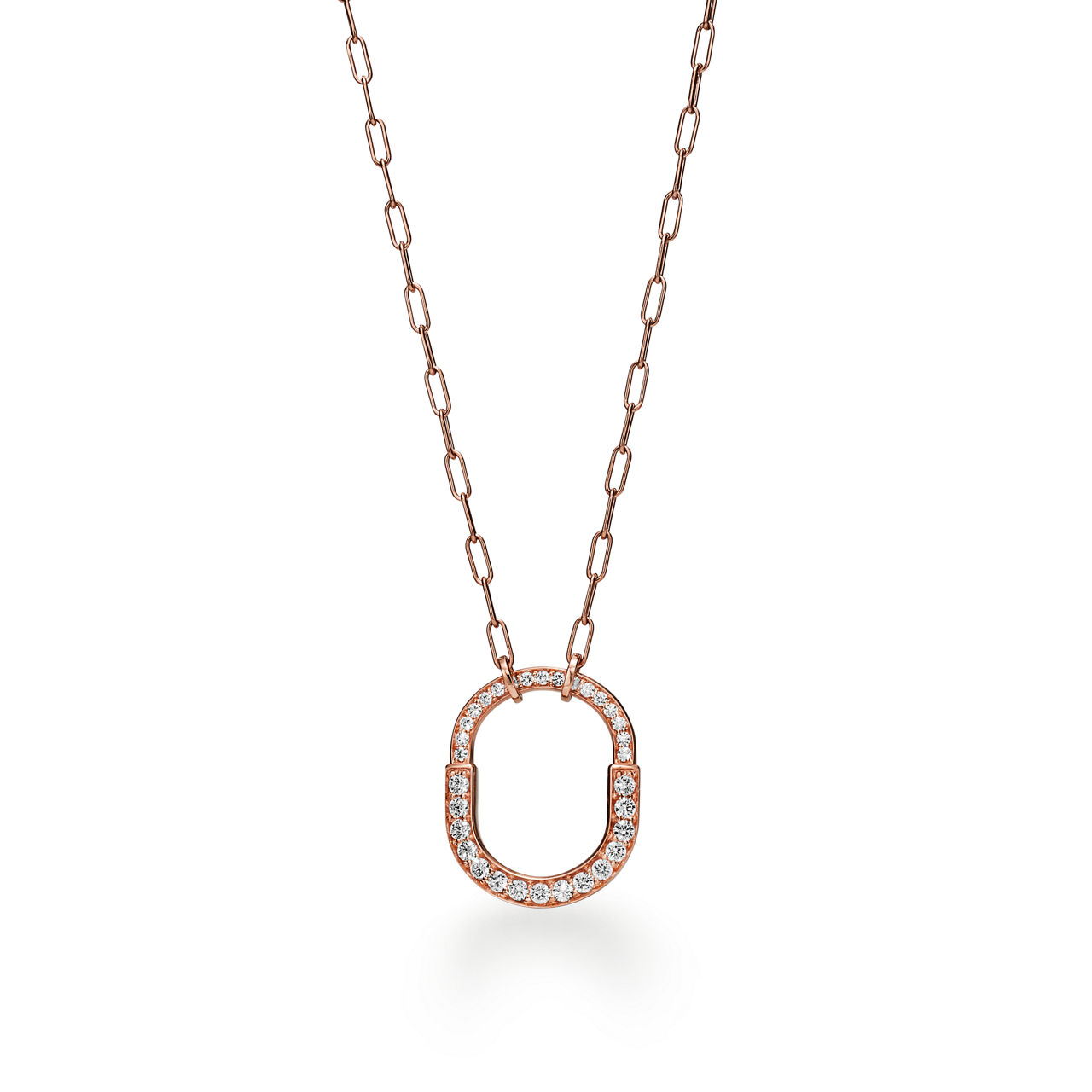 Pendant in Rose Gold with Pav&eacute; Diamonds, Medium