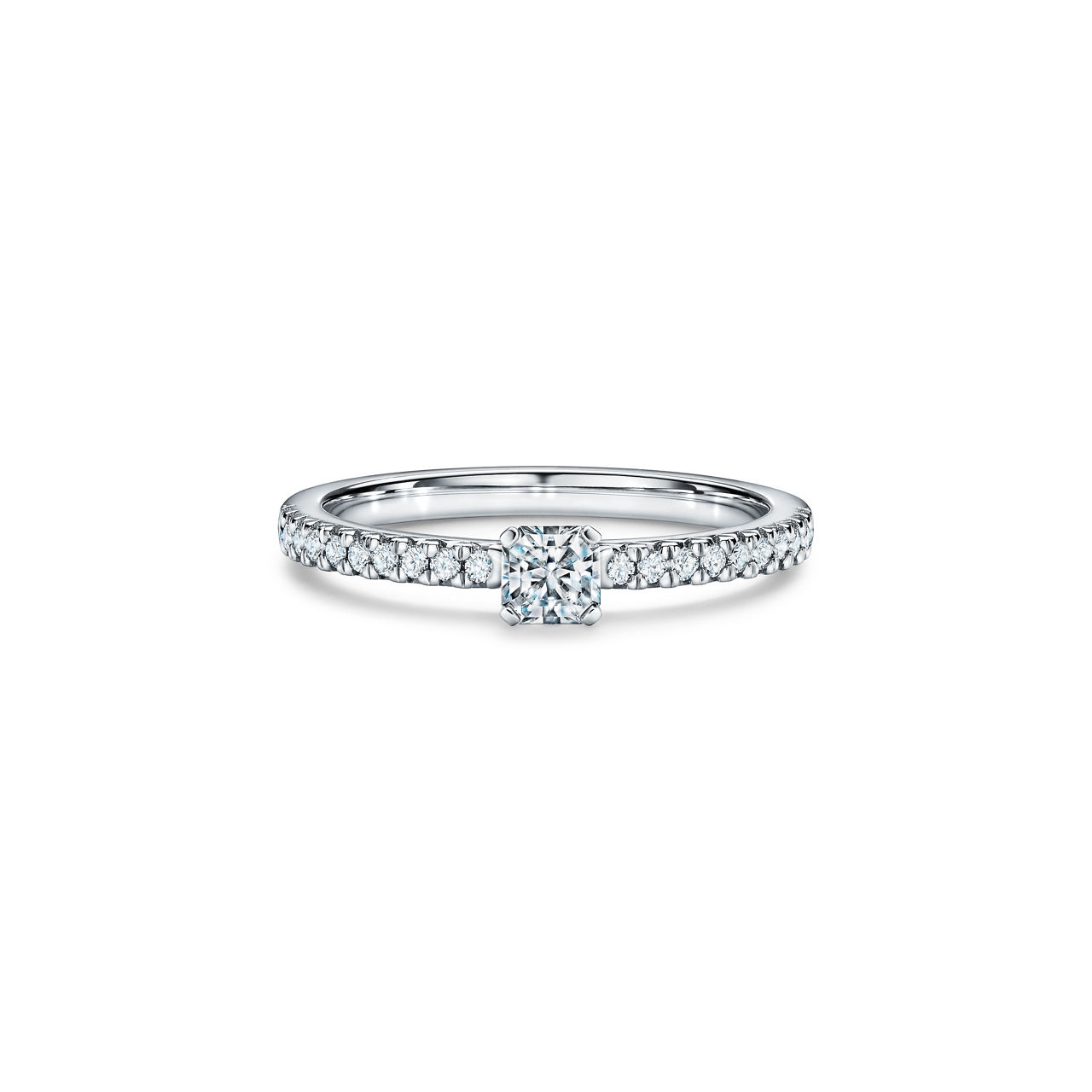 Engagement Ring with a Anjeya True&reg; Diamond and a Platinum Diamond Band