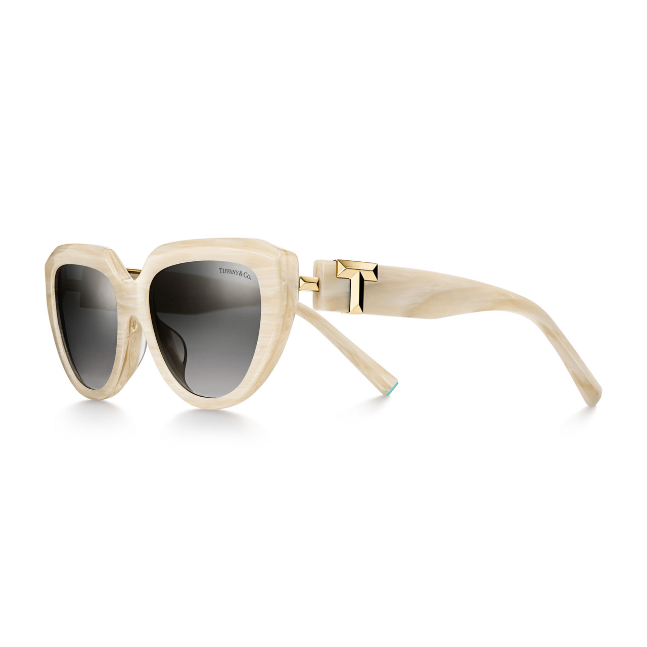 Sunglasses in Striped Ivory Acetate with Grey Gradient Lenses