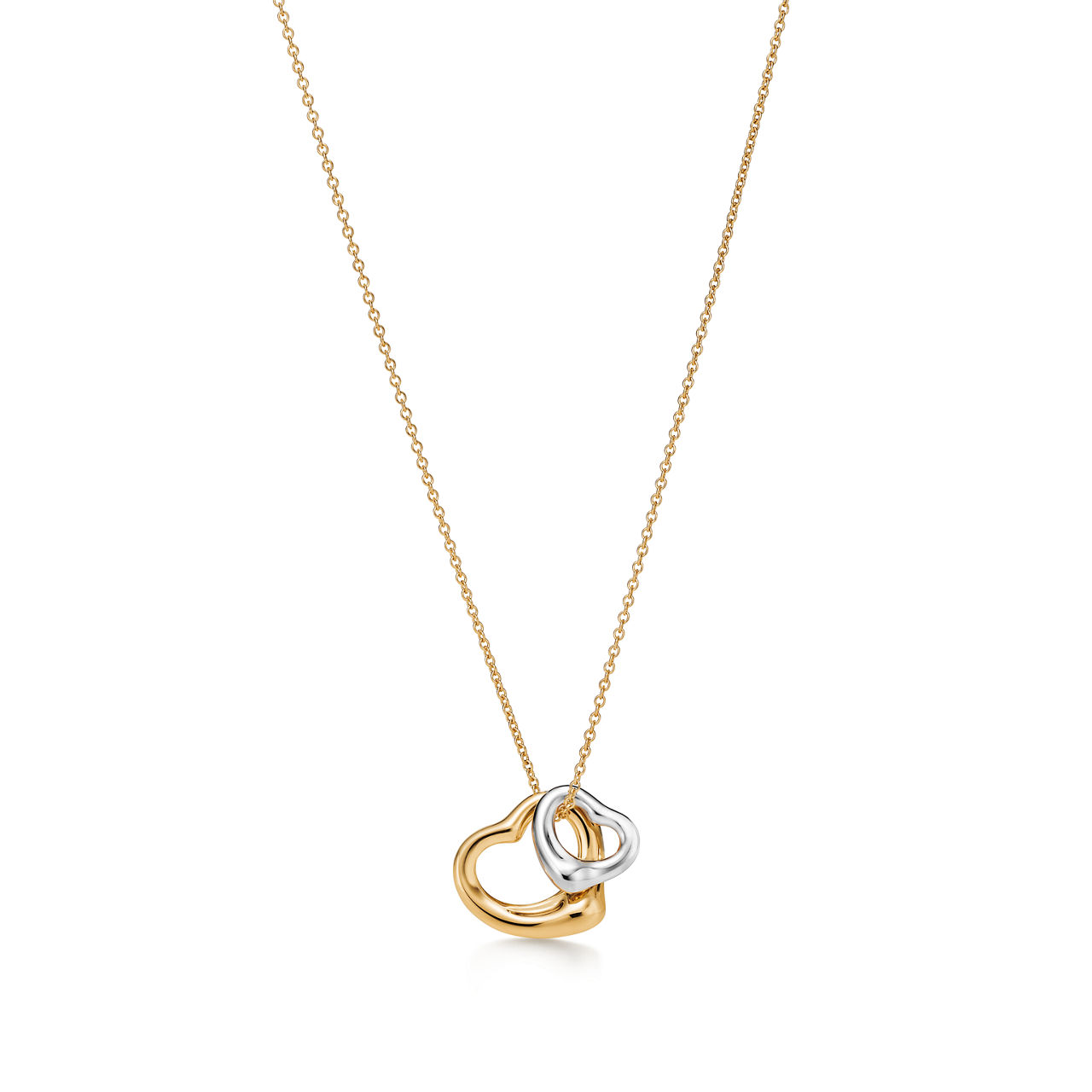 Open Heart Pendant in Yellow Gold and Sterling Silver