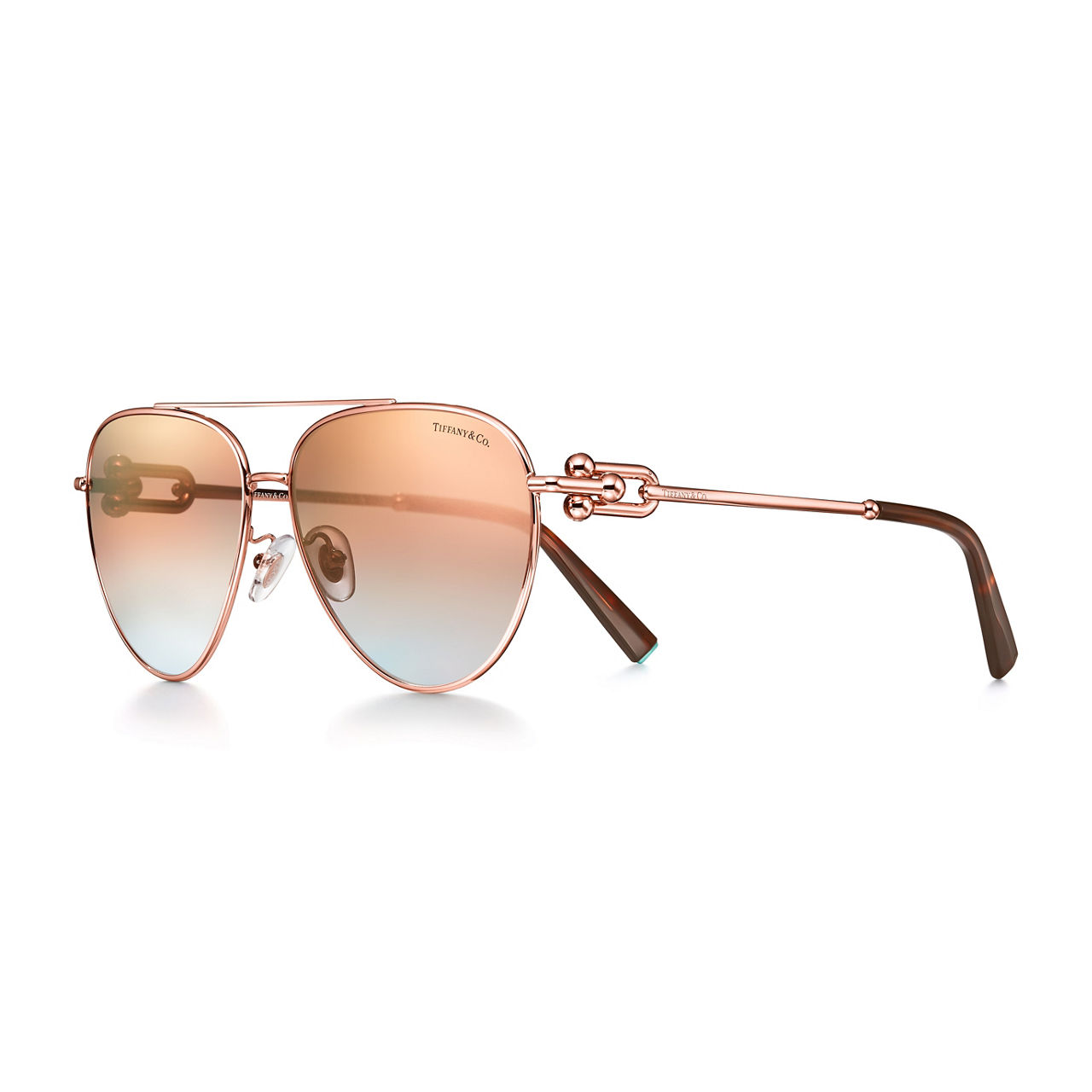 Sunglasses in Rose Gold-colored Metal with Pink Lenses