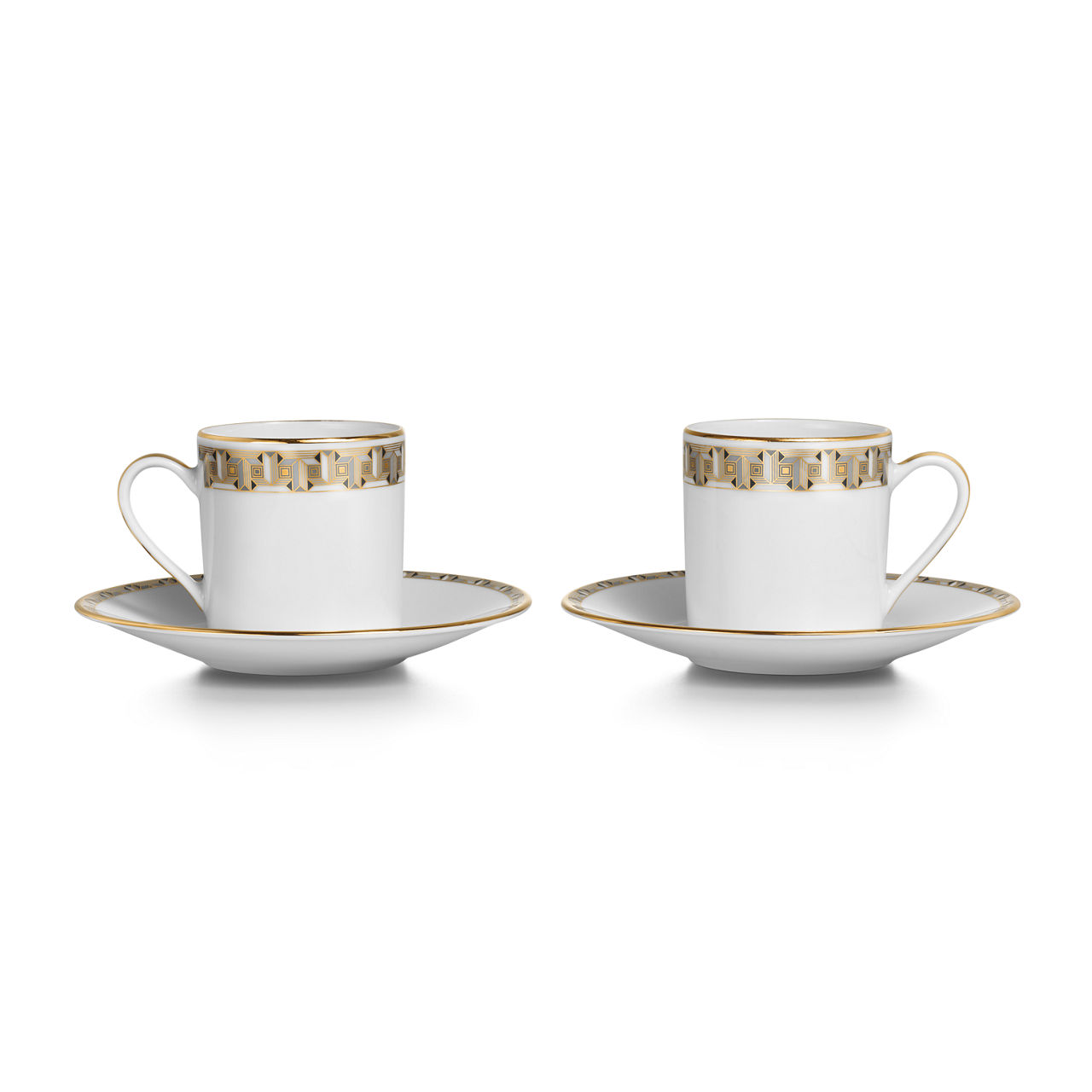 Espresso Cup and Saucer Set of Two, with Gold Rims
