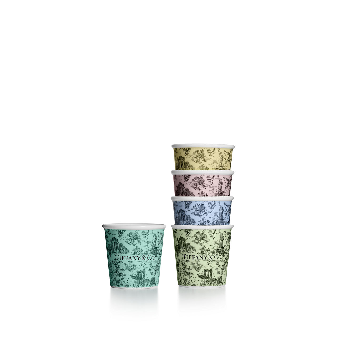 Espresso Cups Set of Five, in Bone China