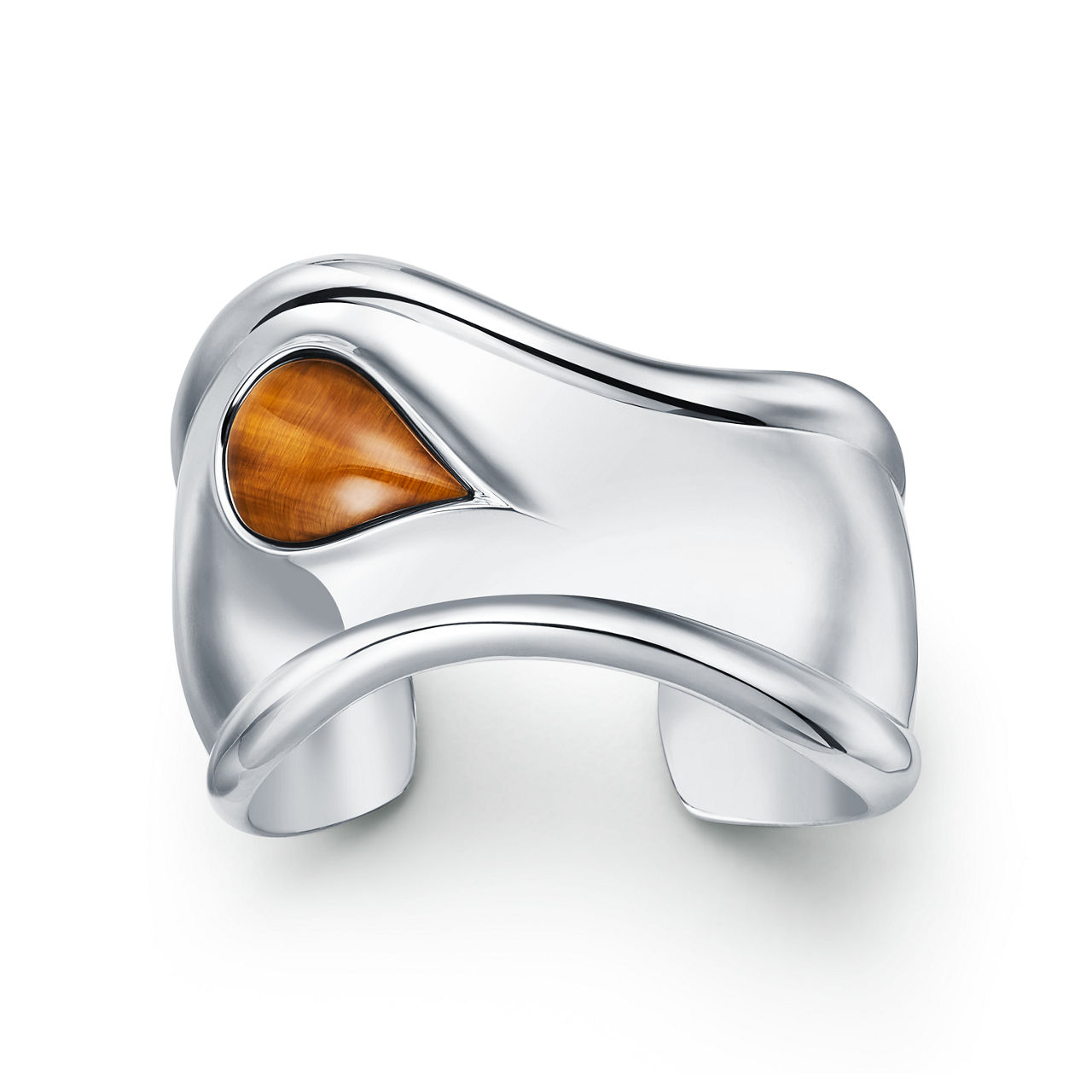 Small Bone Cuff in Sterling Silver with Tiger's Eye