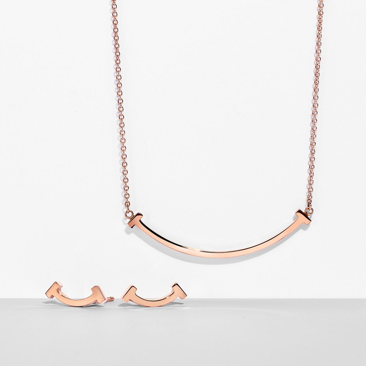 Smile Pendant and Earrings Set, Limited Edition in Rose Gold