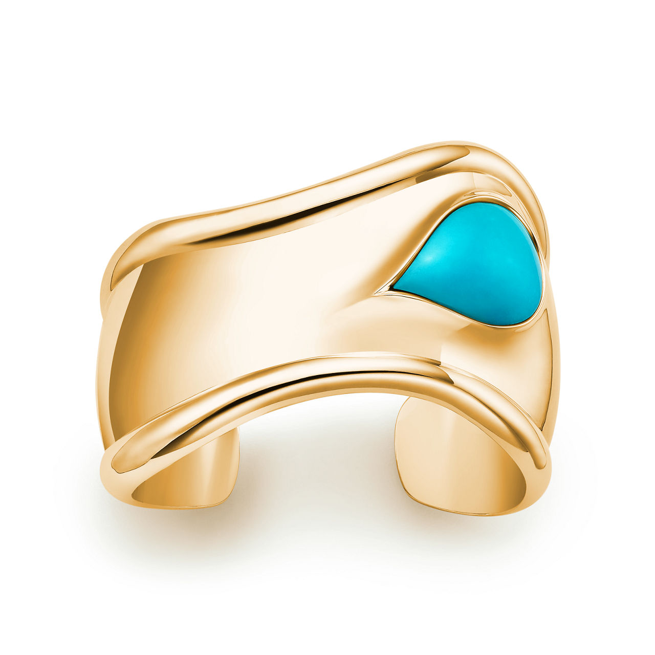 Small Bone Cuff in Yellow Gold with Turquoise