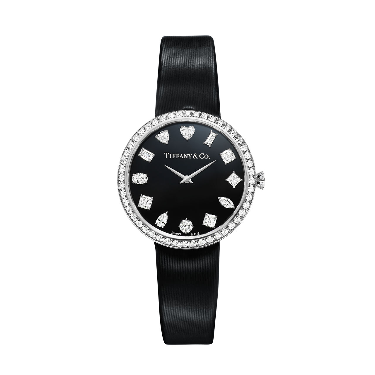 32 mm Round Watch in White Gold with Diamonds