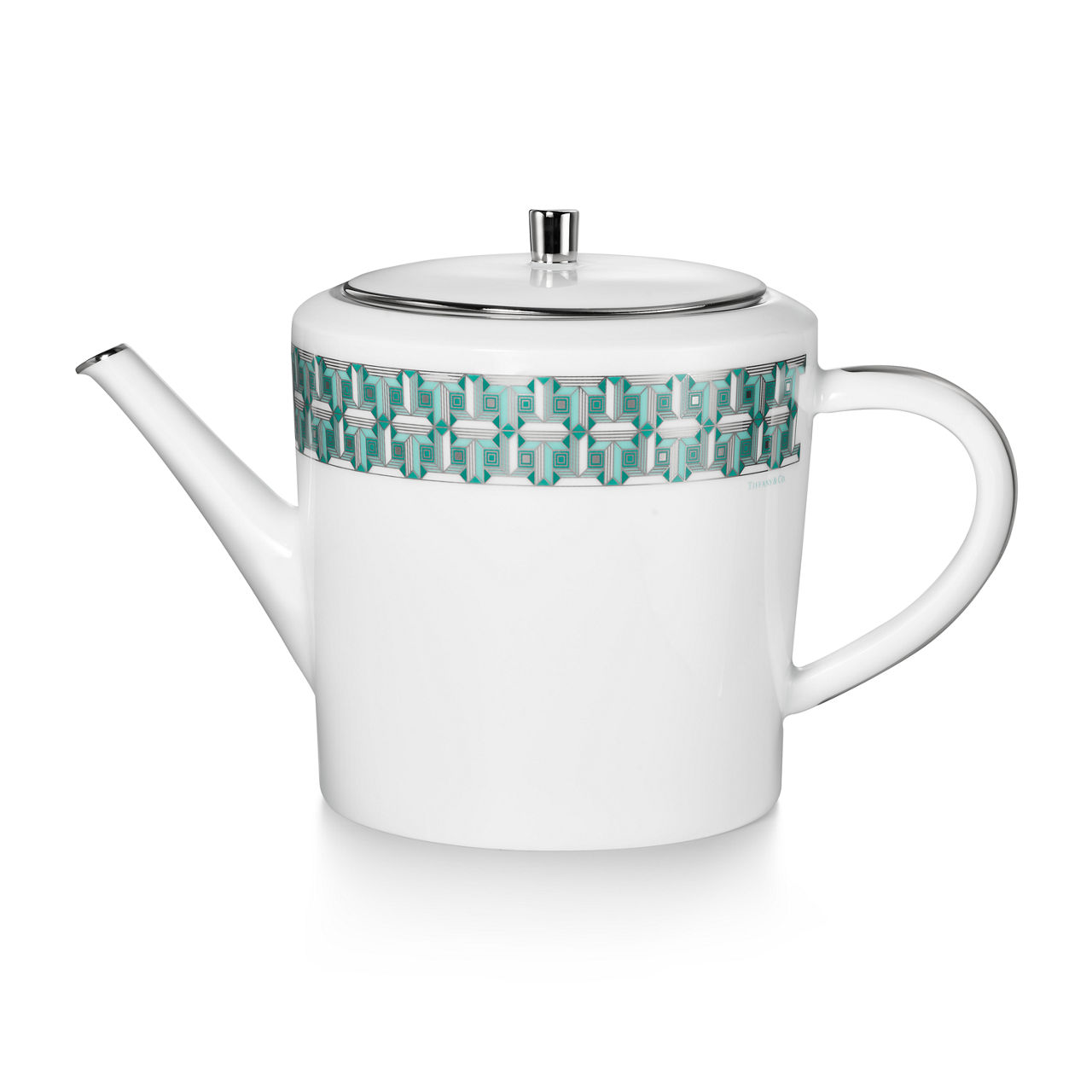 Teapot Anjeya Blue with a Hand-painted Platinum Rim